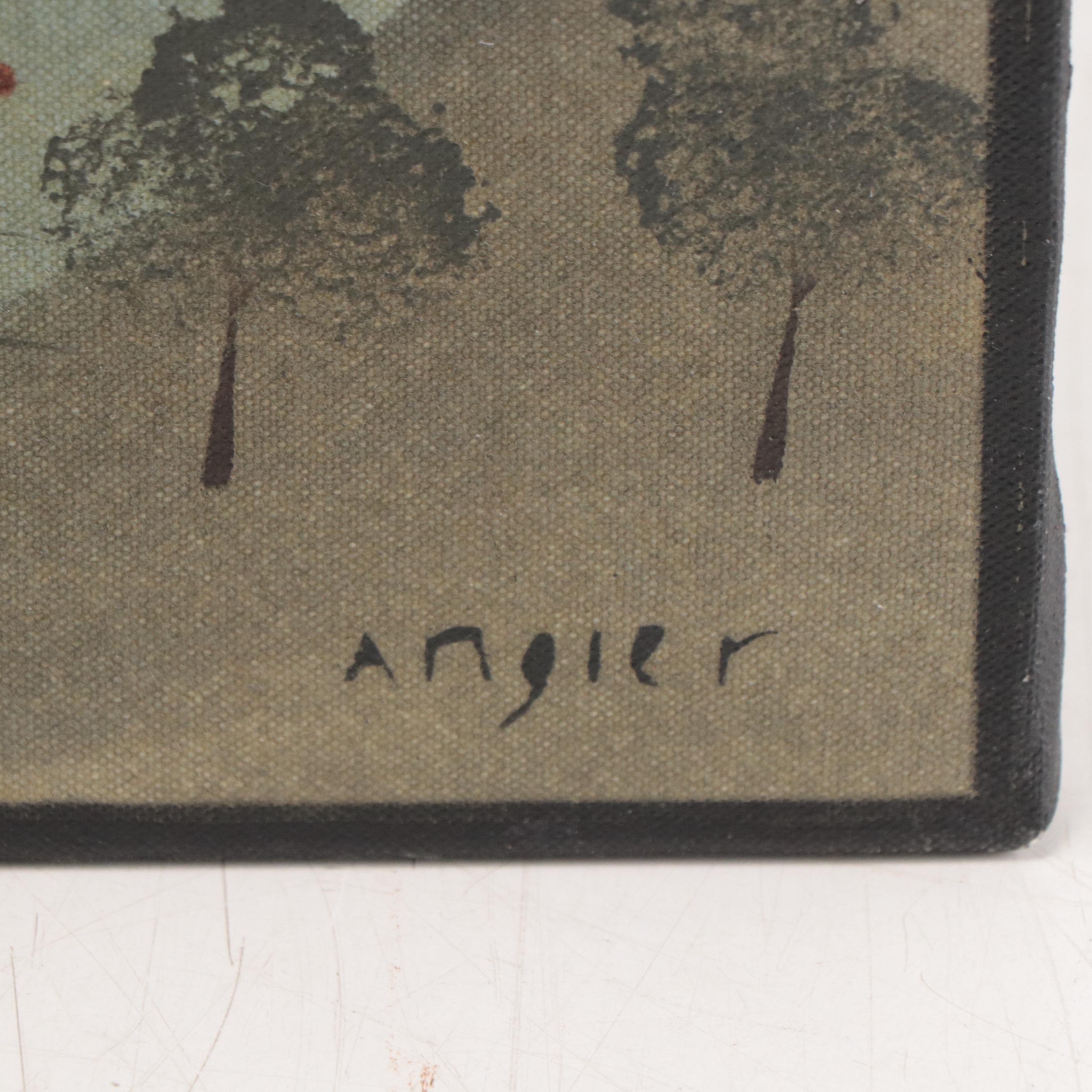 Hope Angier Folk Art Coastal Oil Painting