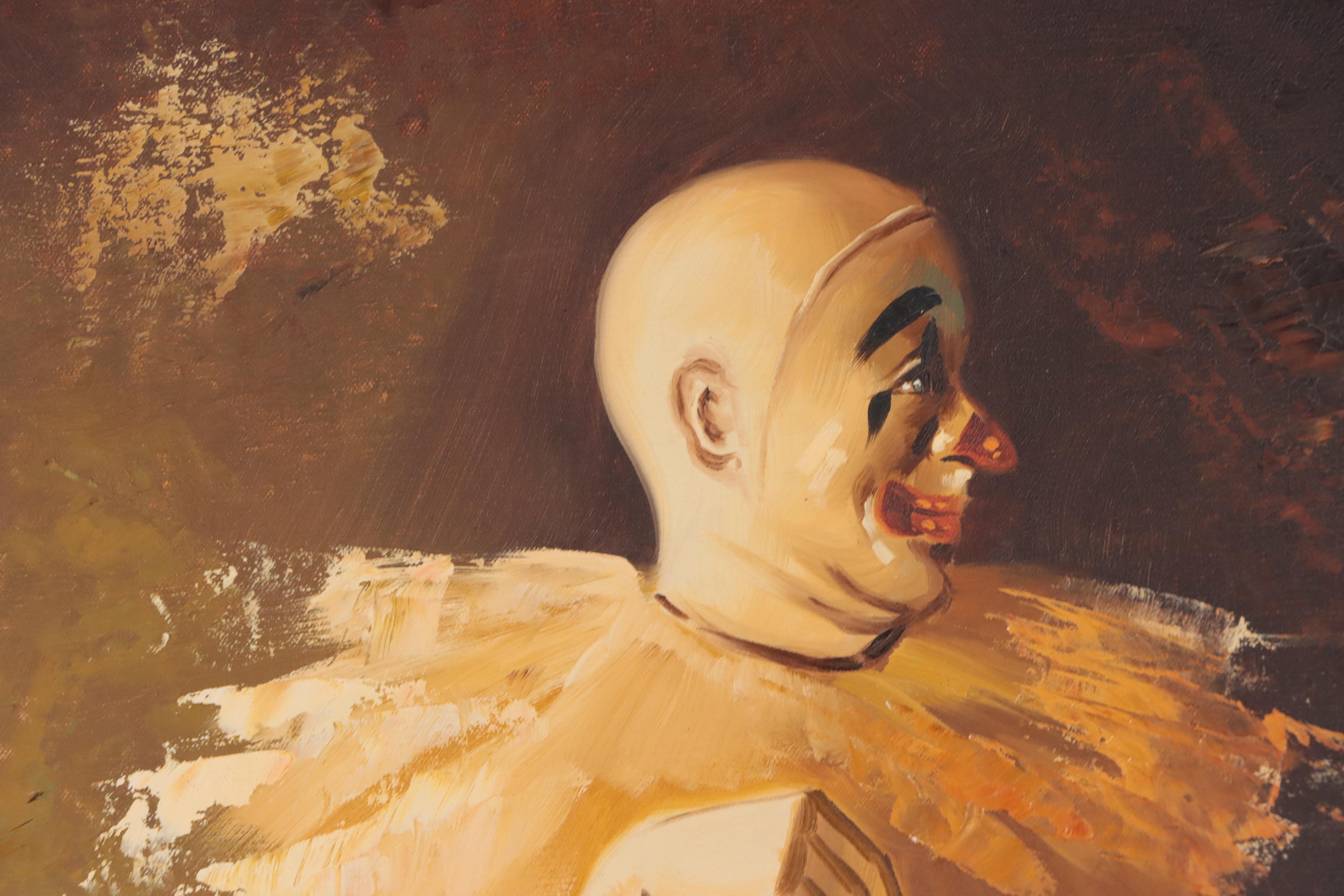Full Length Portrait Oil Painting of Seated Clown