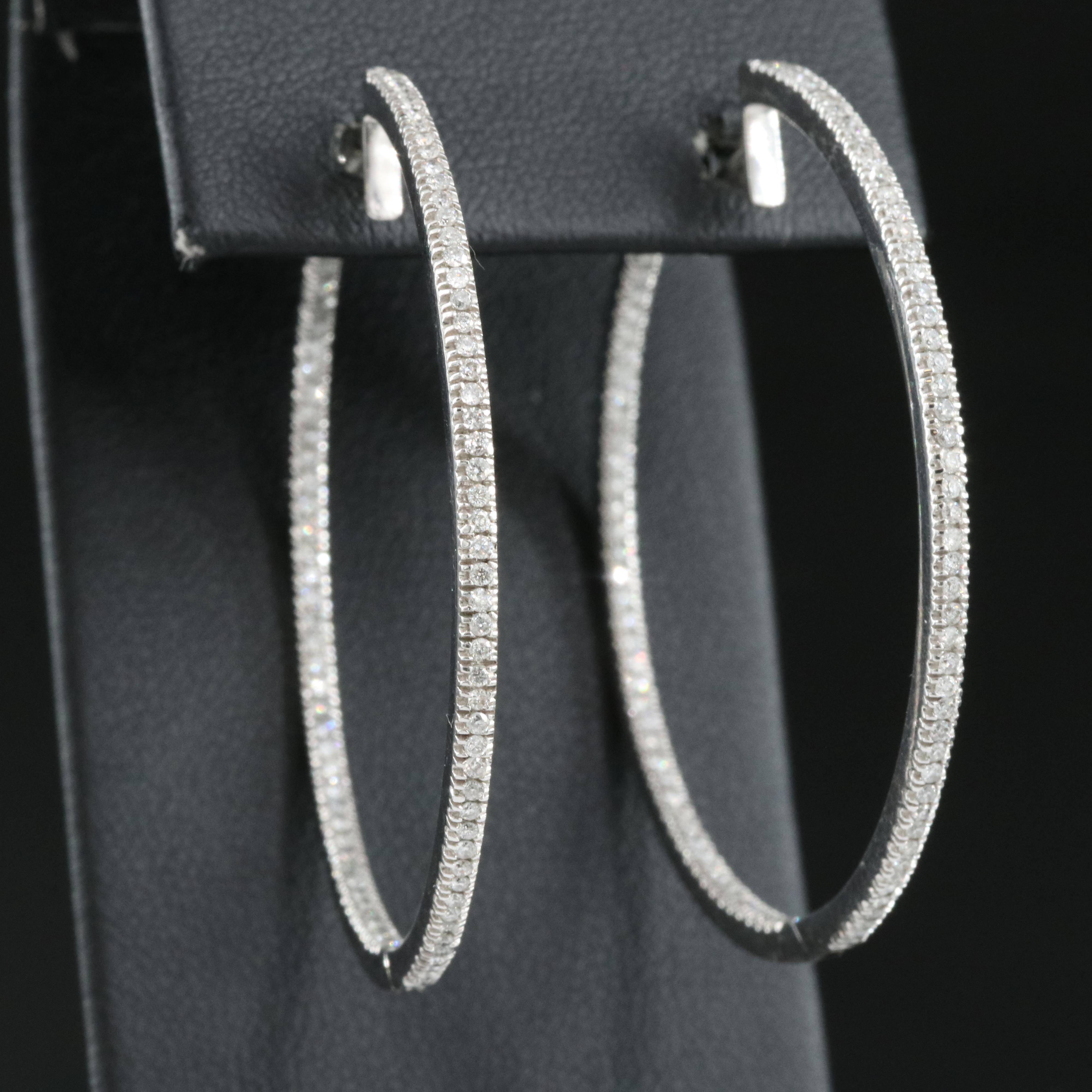 14K 0.98 CTW Diamond Inside-Out Large Hoop Earrings