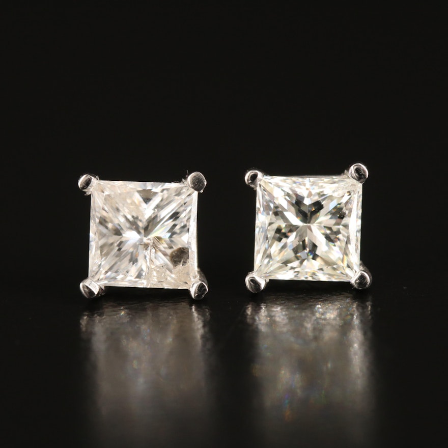 Platinum 2.07 CTW Diamond Stud Earrings with GIA Report