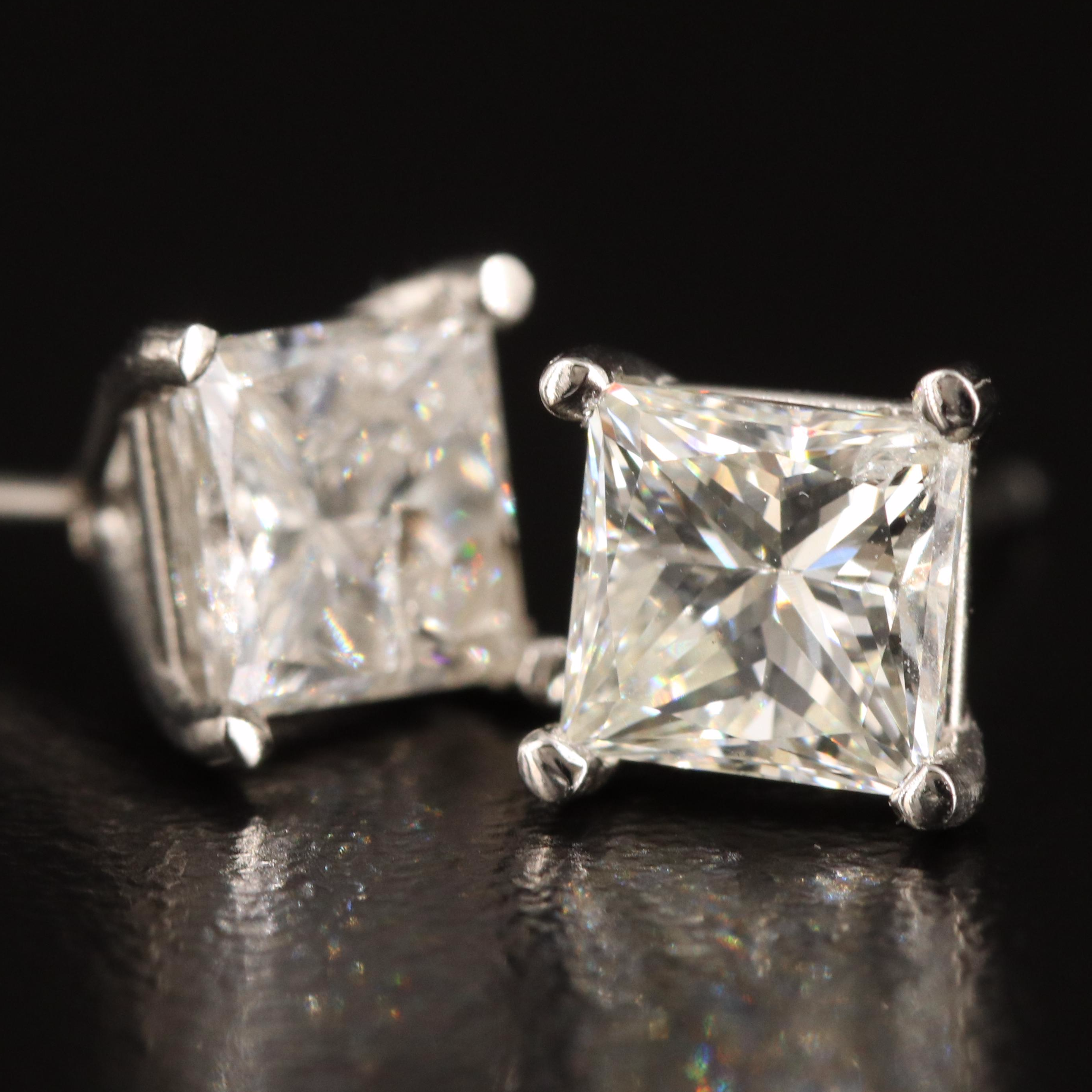 Platinum 2.07 CTW Diamond Stud Earrings with GIA Report