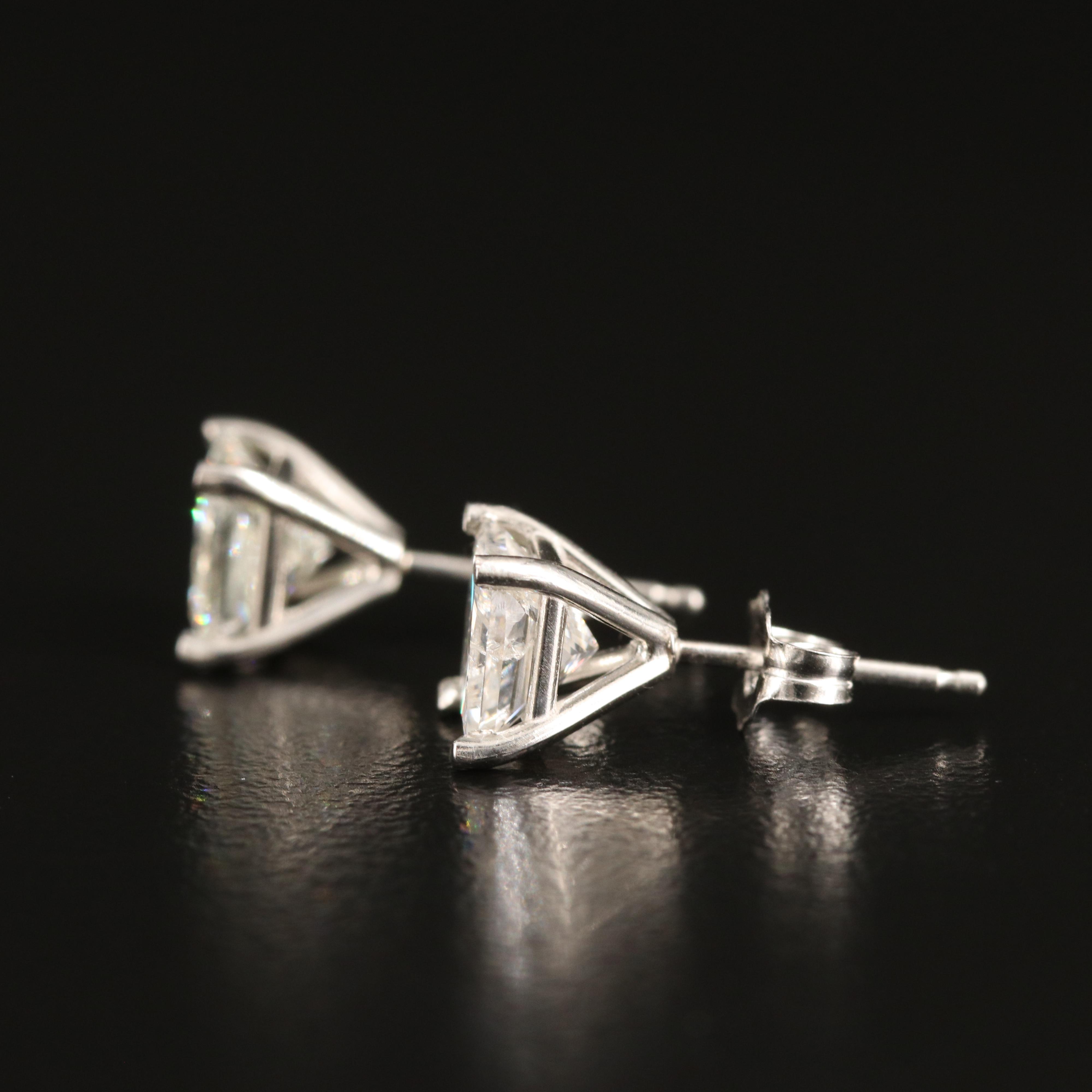 Platinum 2.07 CTW Diamond Stud Earrings with GIA Report