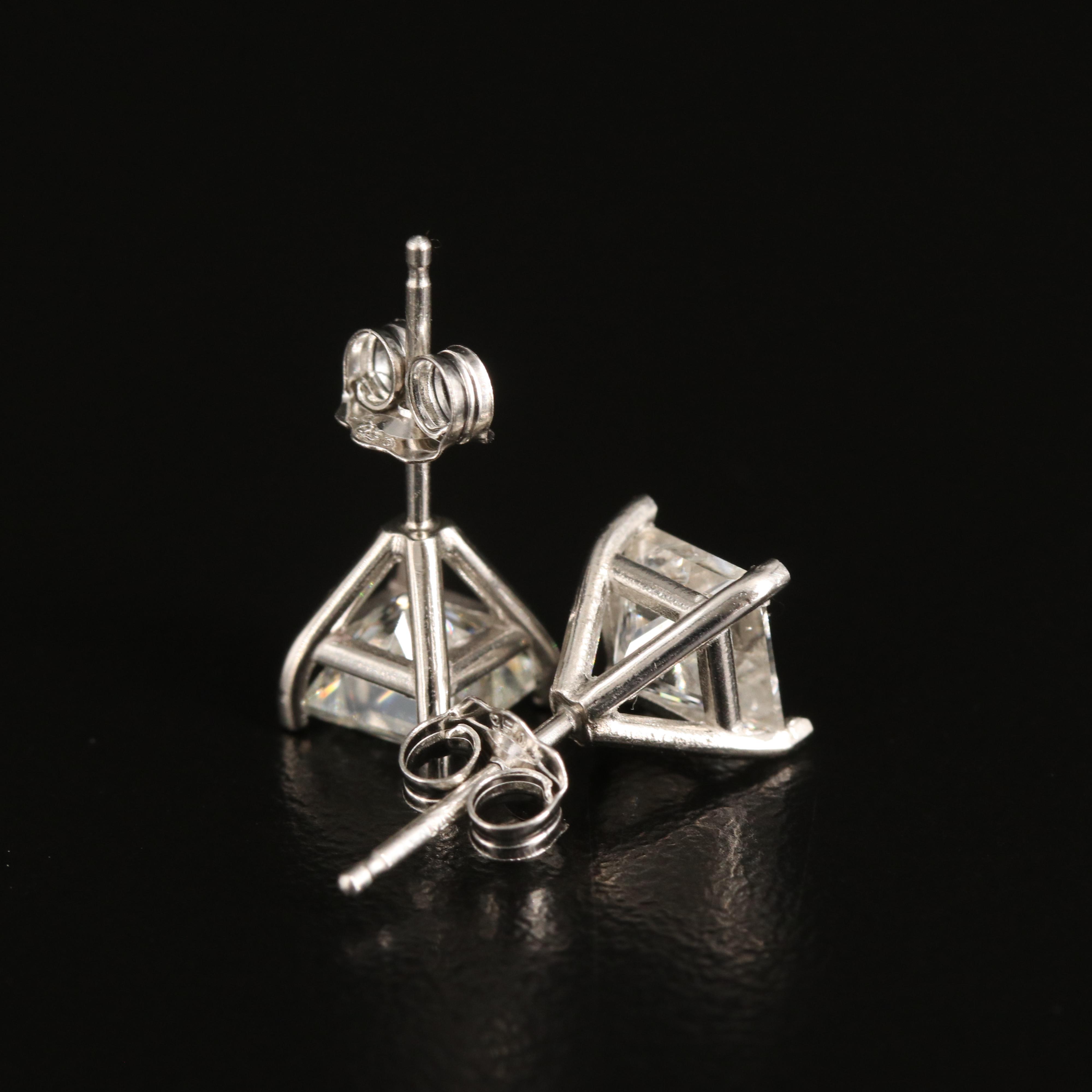 Platinum 2.07 CTW Diamond Stud Earrings with GIA Report