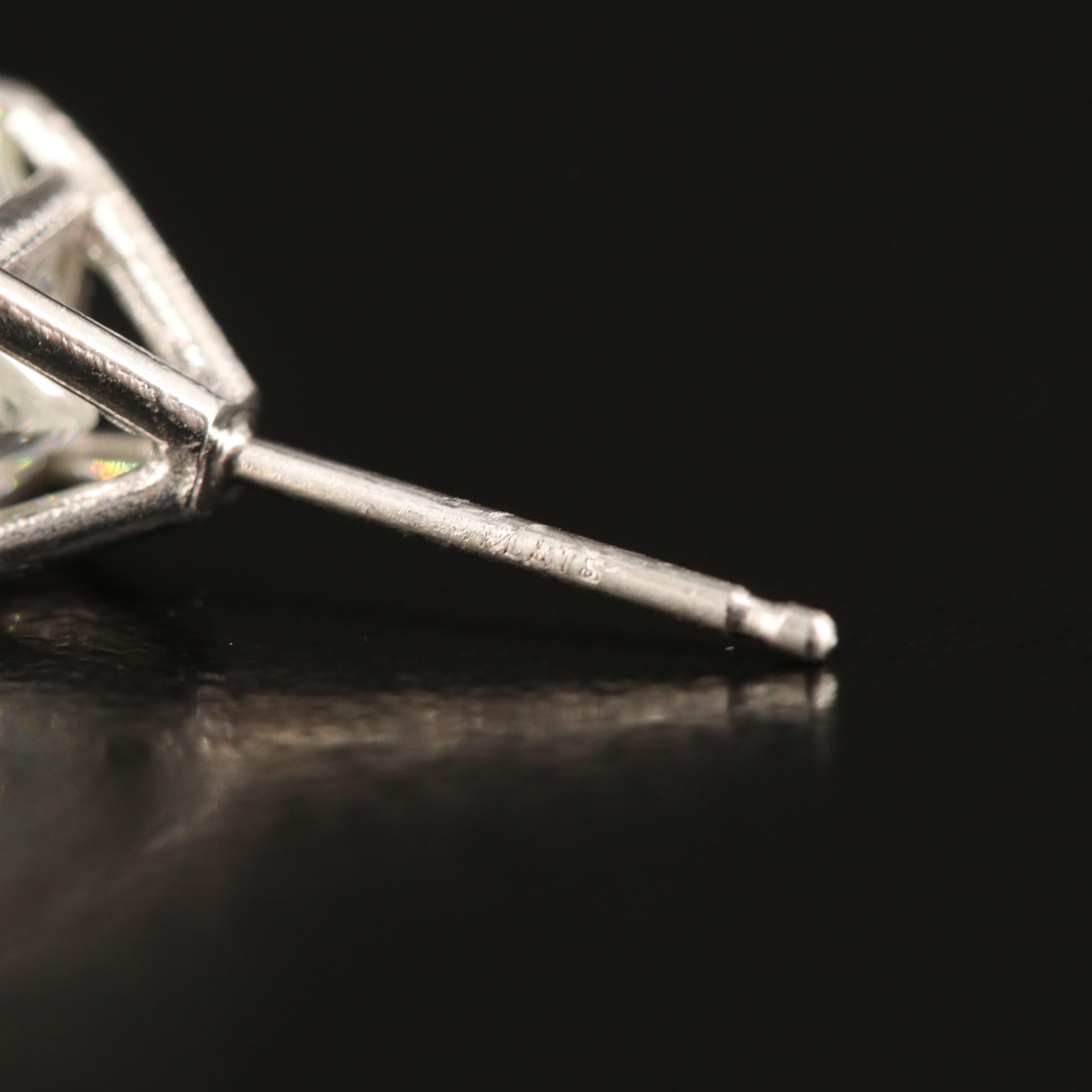Platinum 2.07 CTW Diamond Stud Earrings with GIA Report