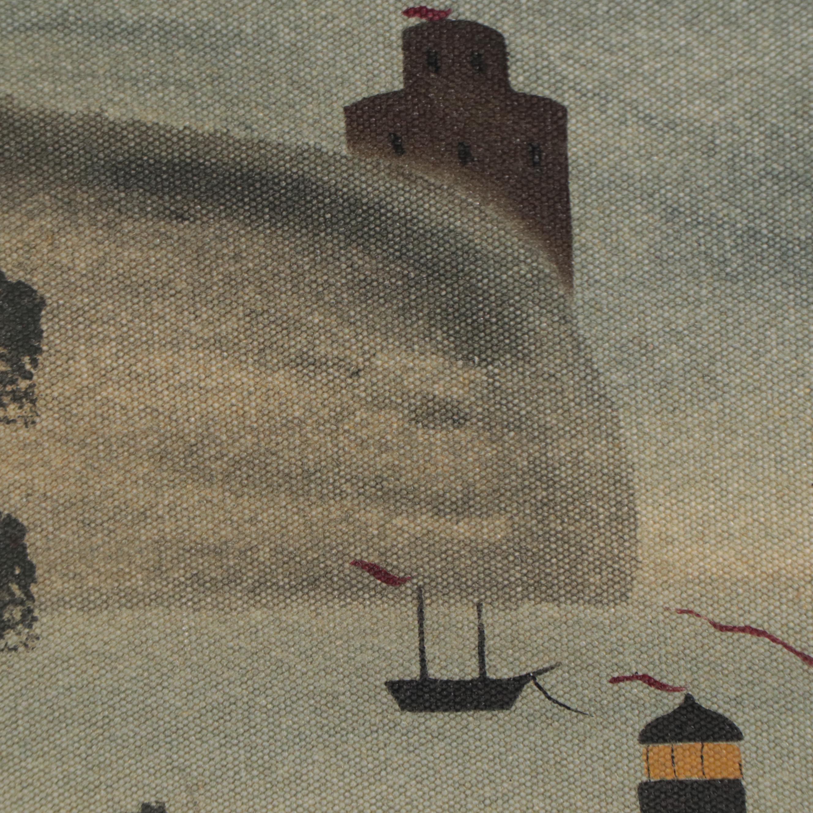 Hope Angier Folk Art Coastal Oil Painting