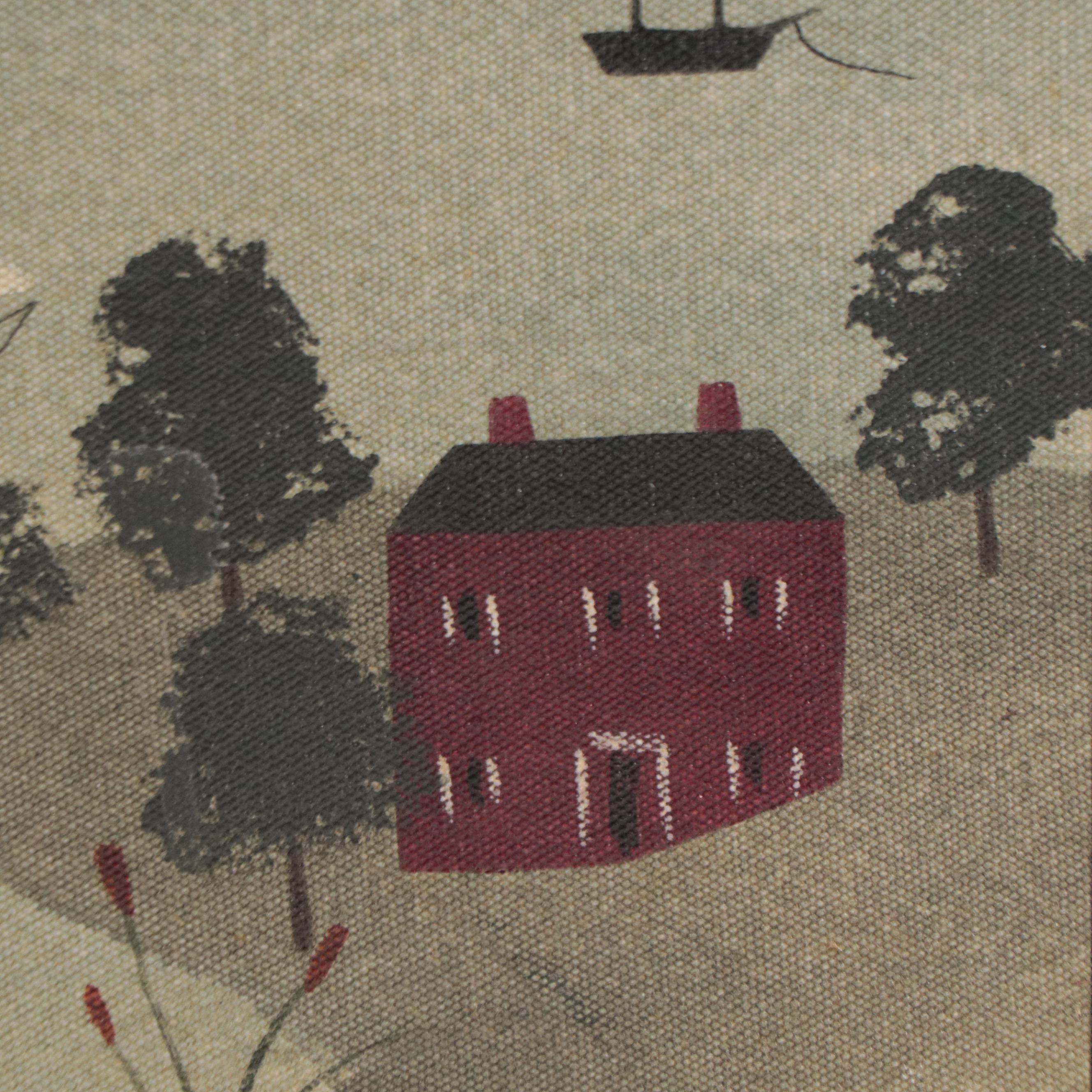 Hope Angier Folk Art Coastal Oil Painting