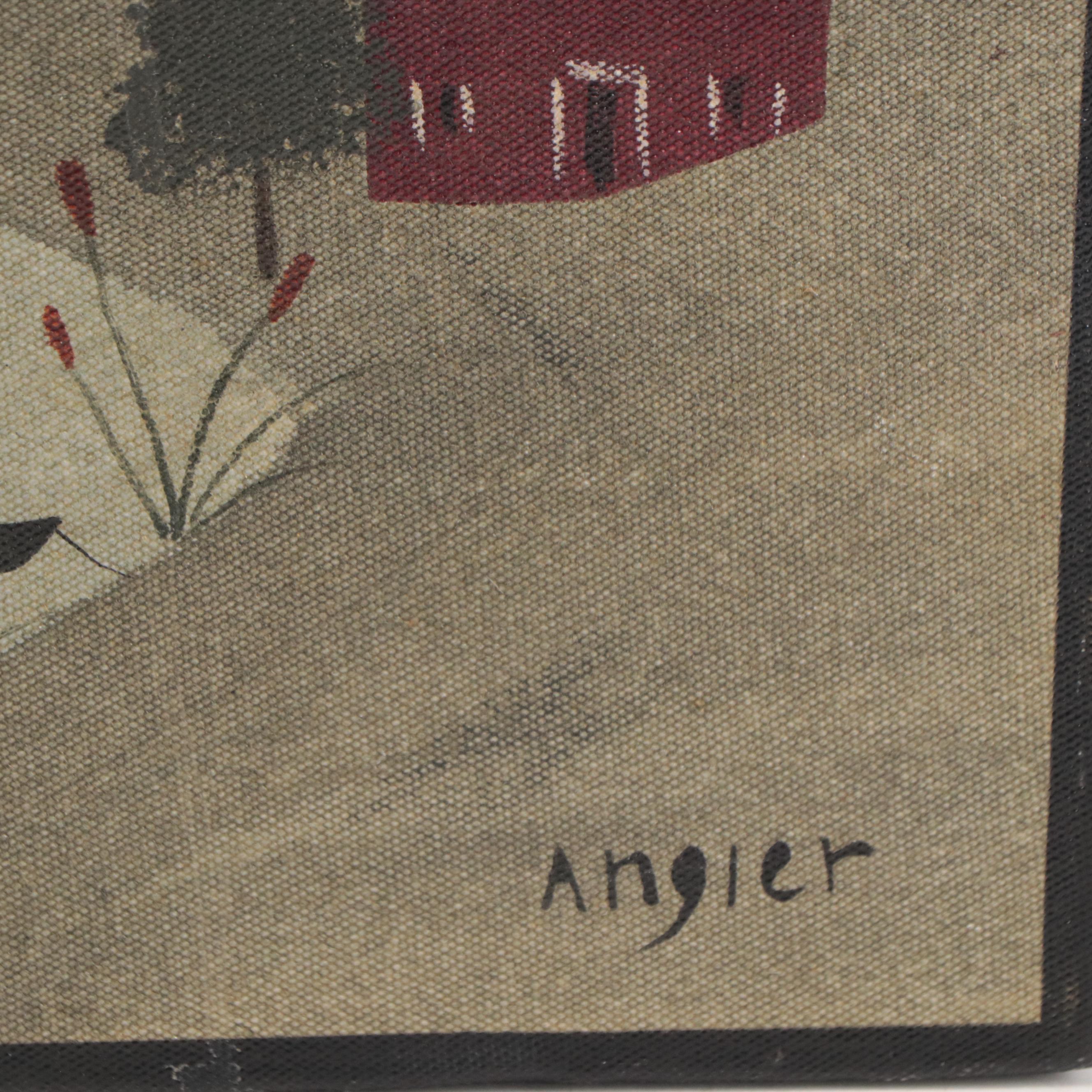 Hope Angier Folk Art Coastal Oil Painting