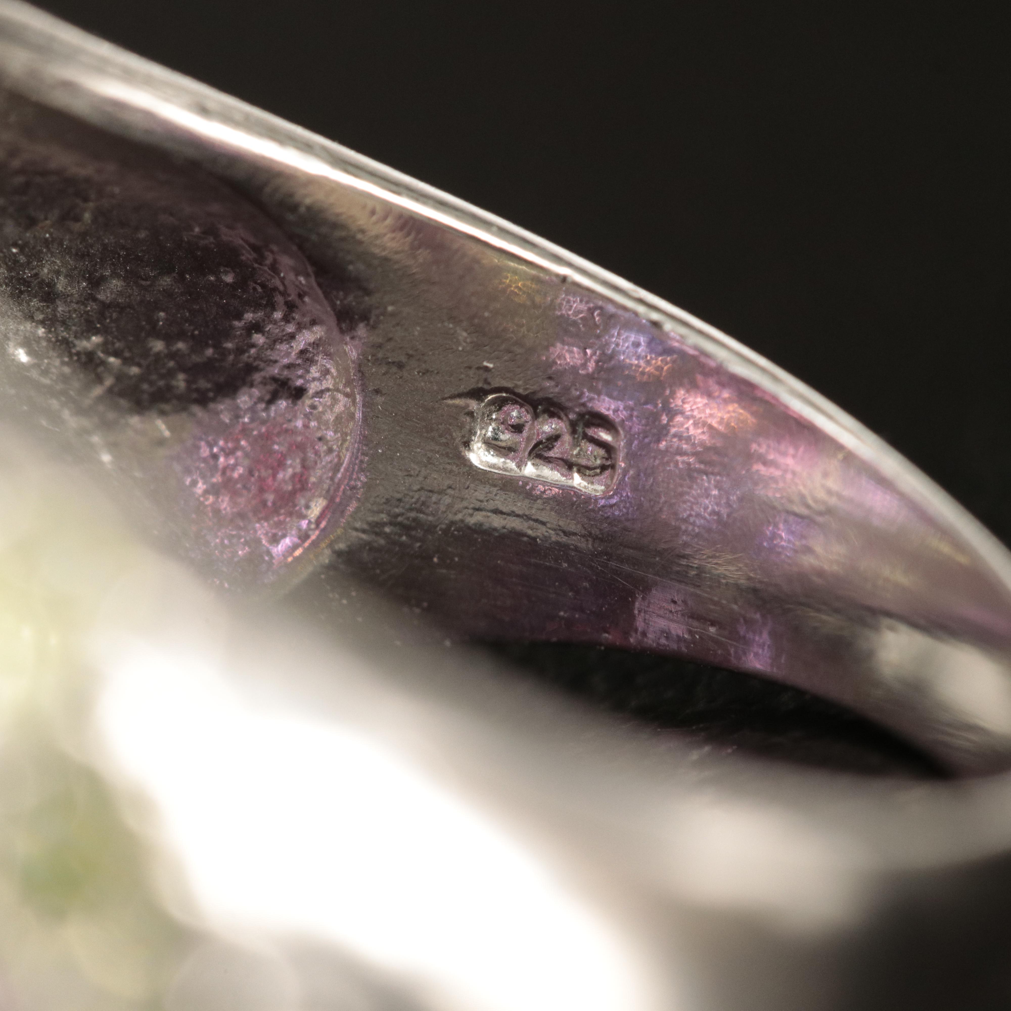 Sterling Amethyst, Garnet and Peridot Domed Ring