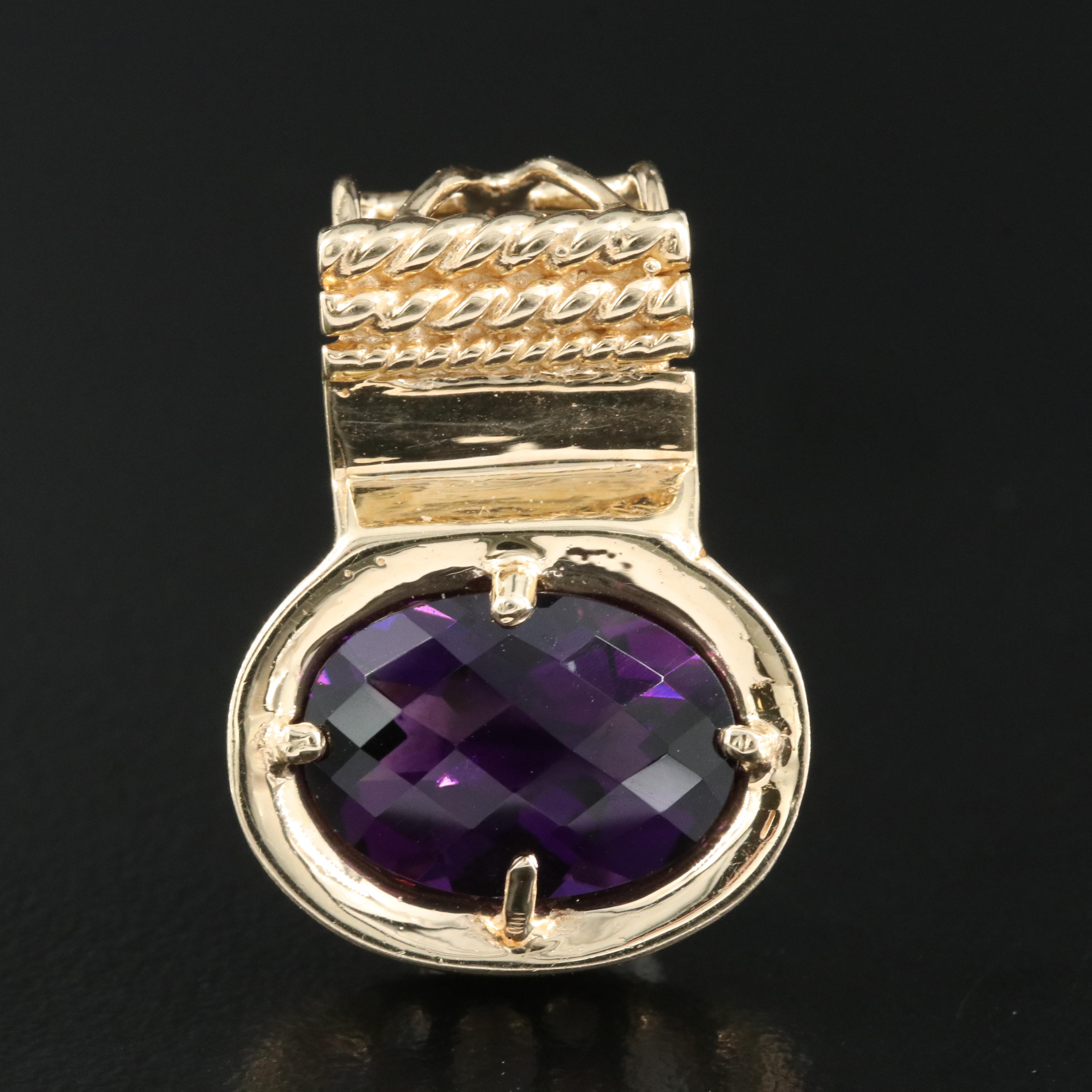 14K 7.00 CT Amethyst Slide Pendant