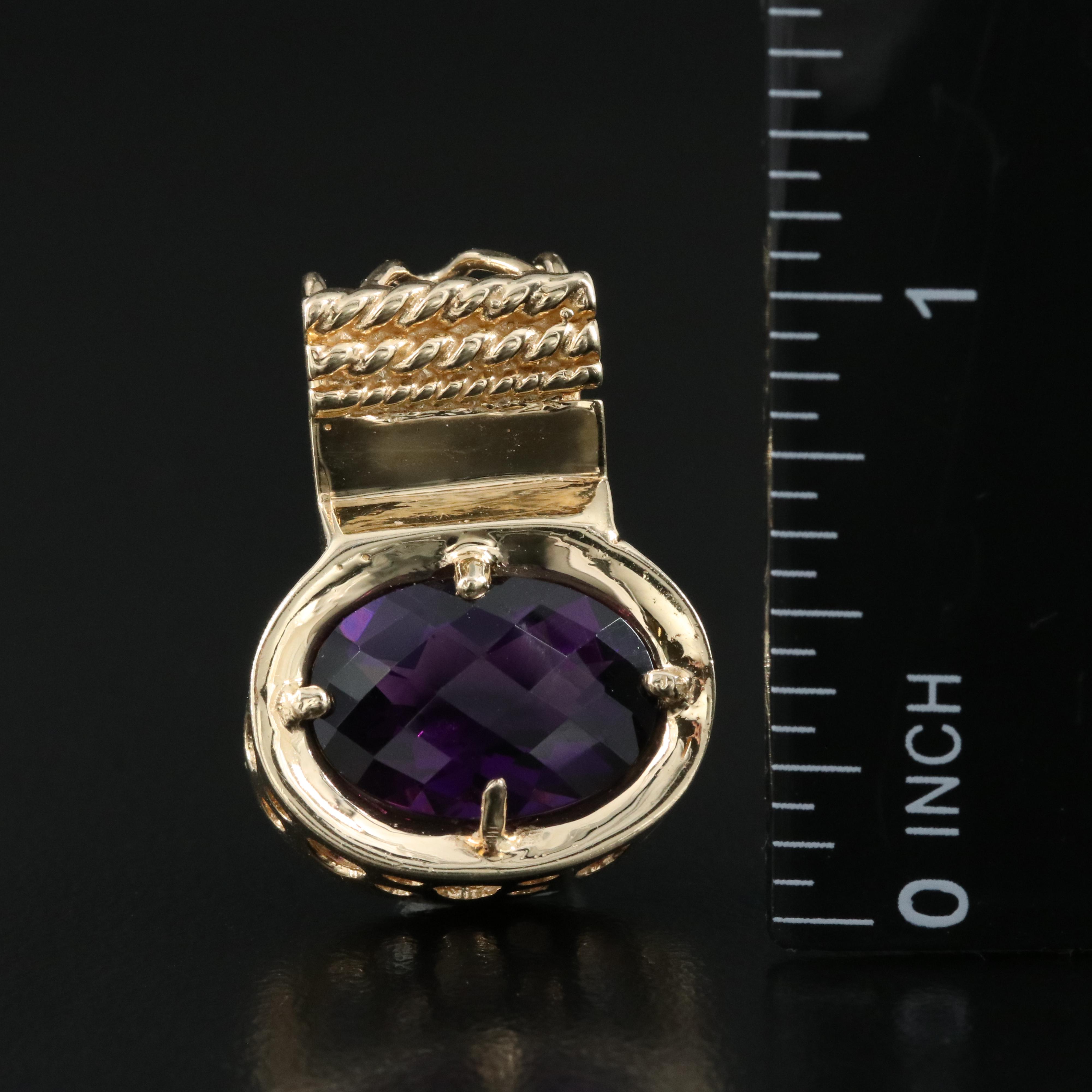 14K 7.00 CT Amethyst Slide Pendant