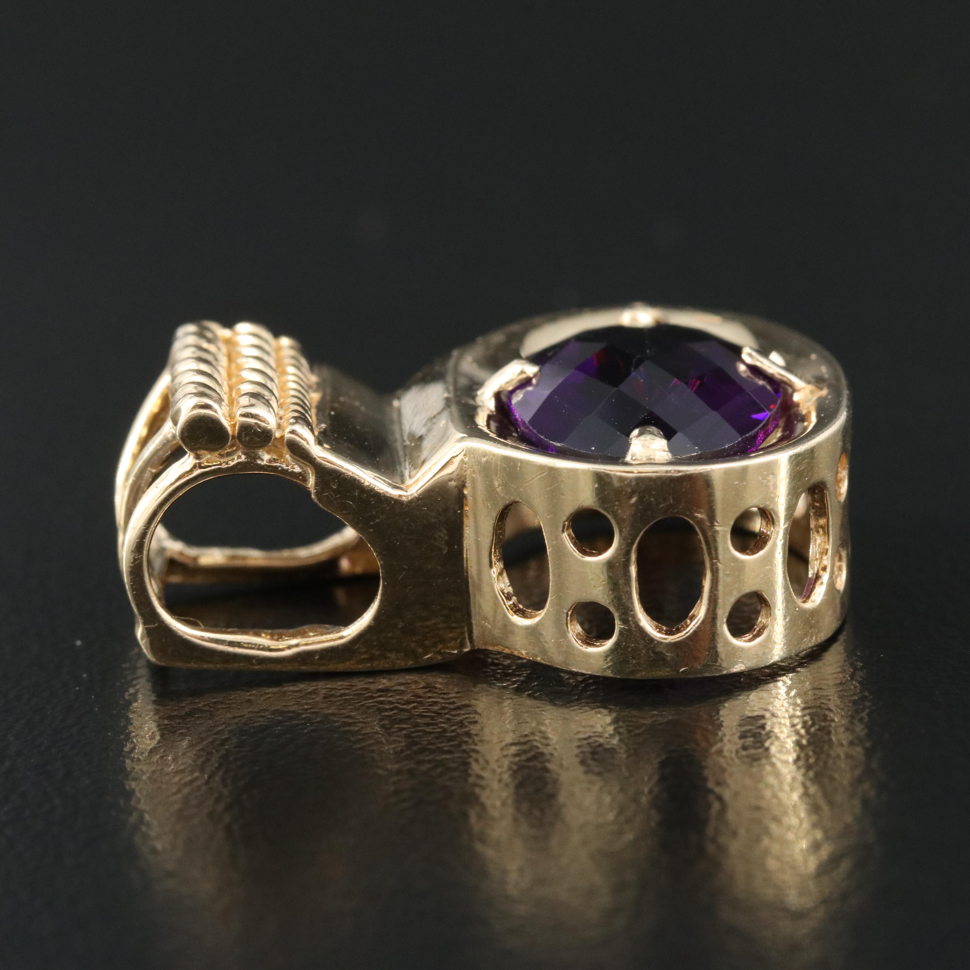 14K 7.00 CT Amethyst Slide Pendant