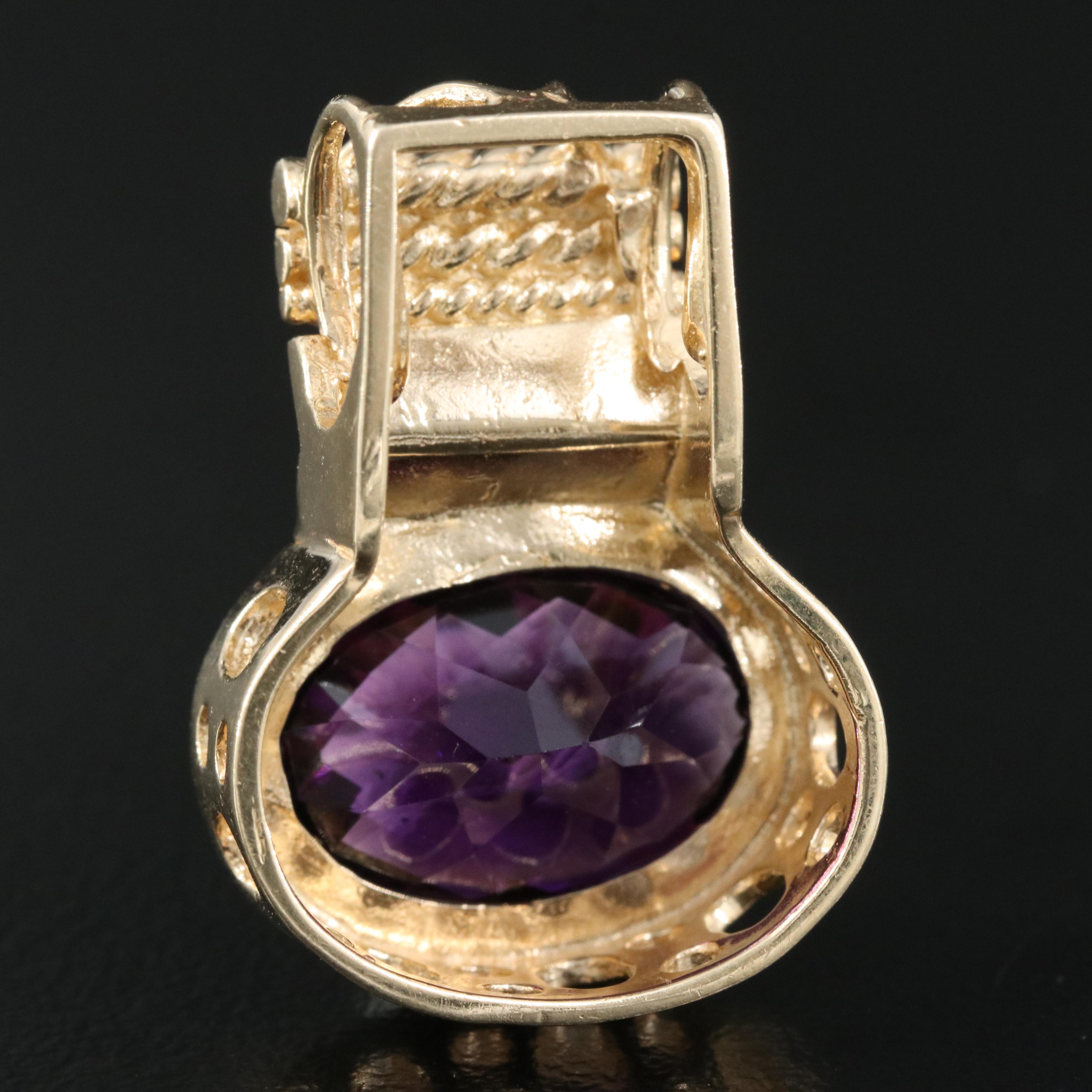 14K 7.00 CT Amethyst Slide Pendant