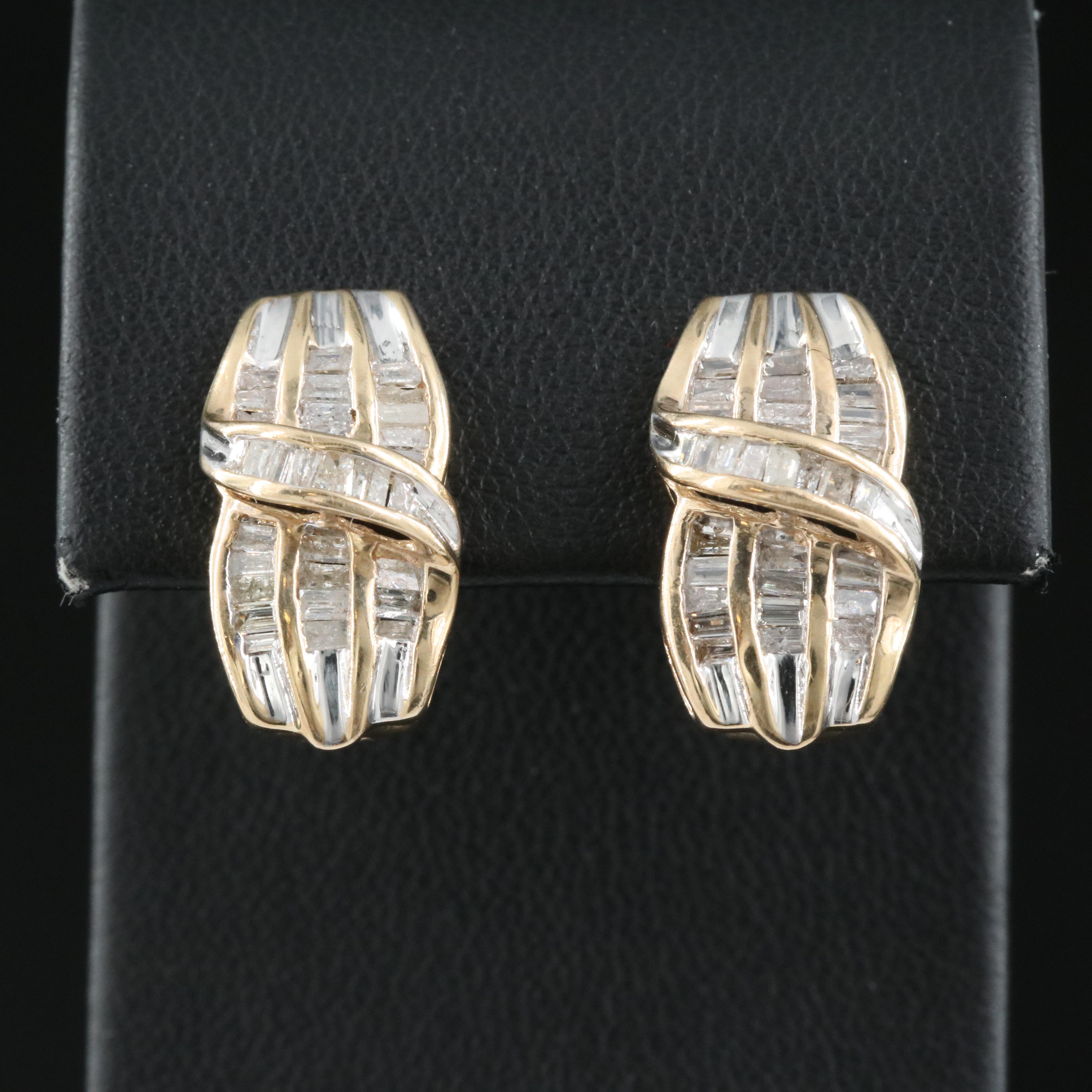 10K 1.00 CTW Diamond Crossover Earrings