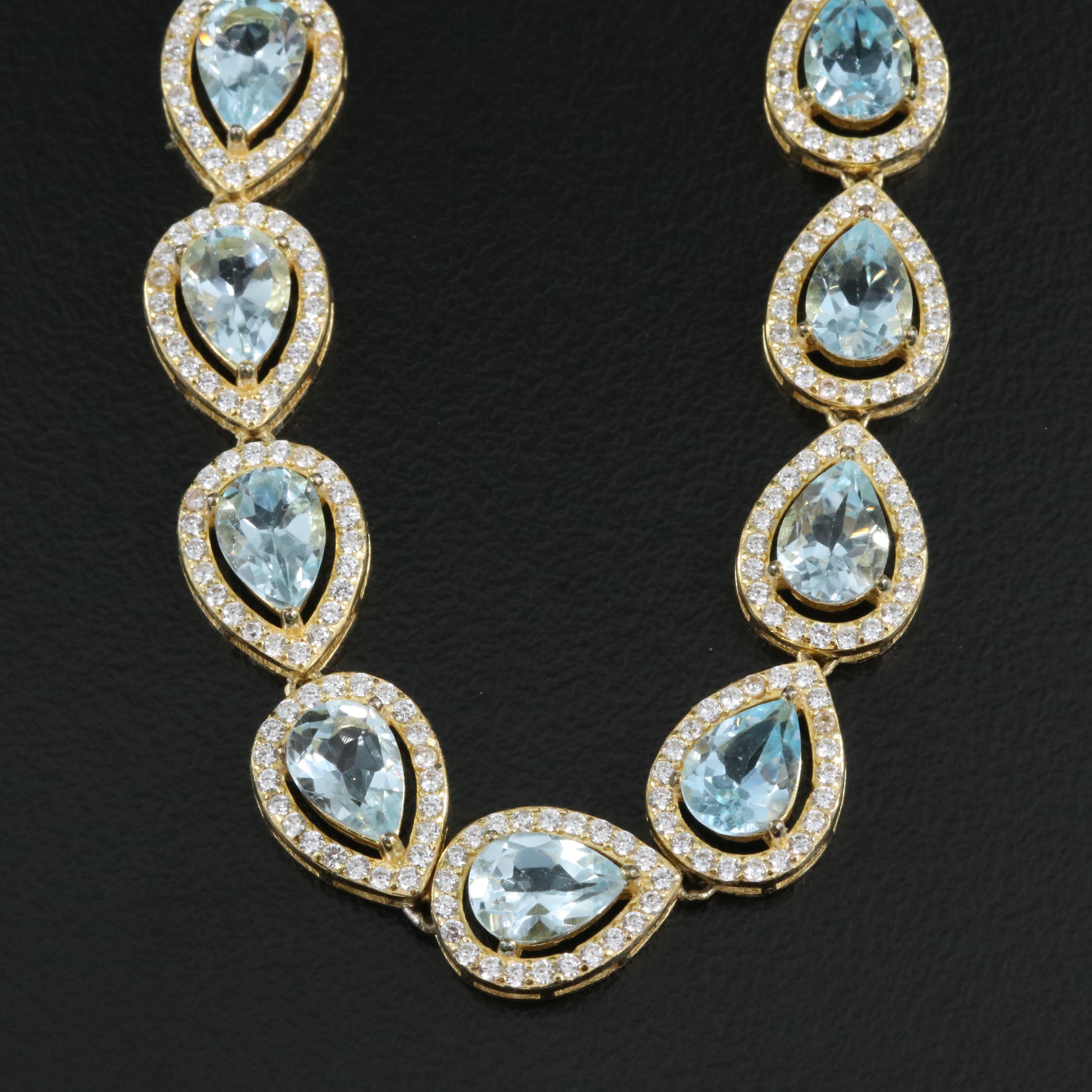 Sterling Topaz and Cubic Zirconia Necklace