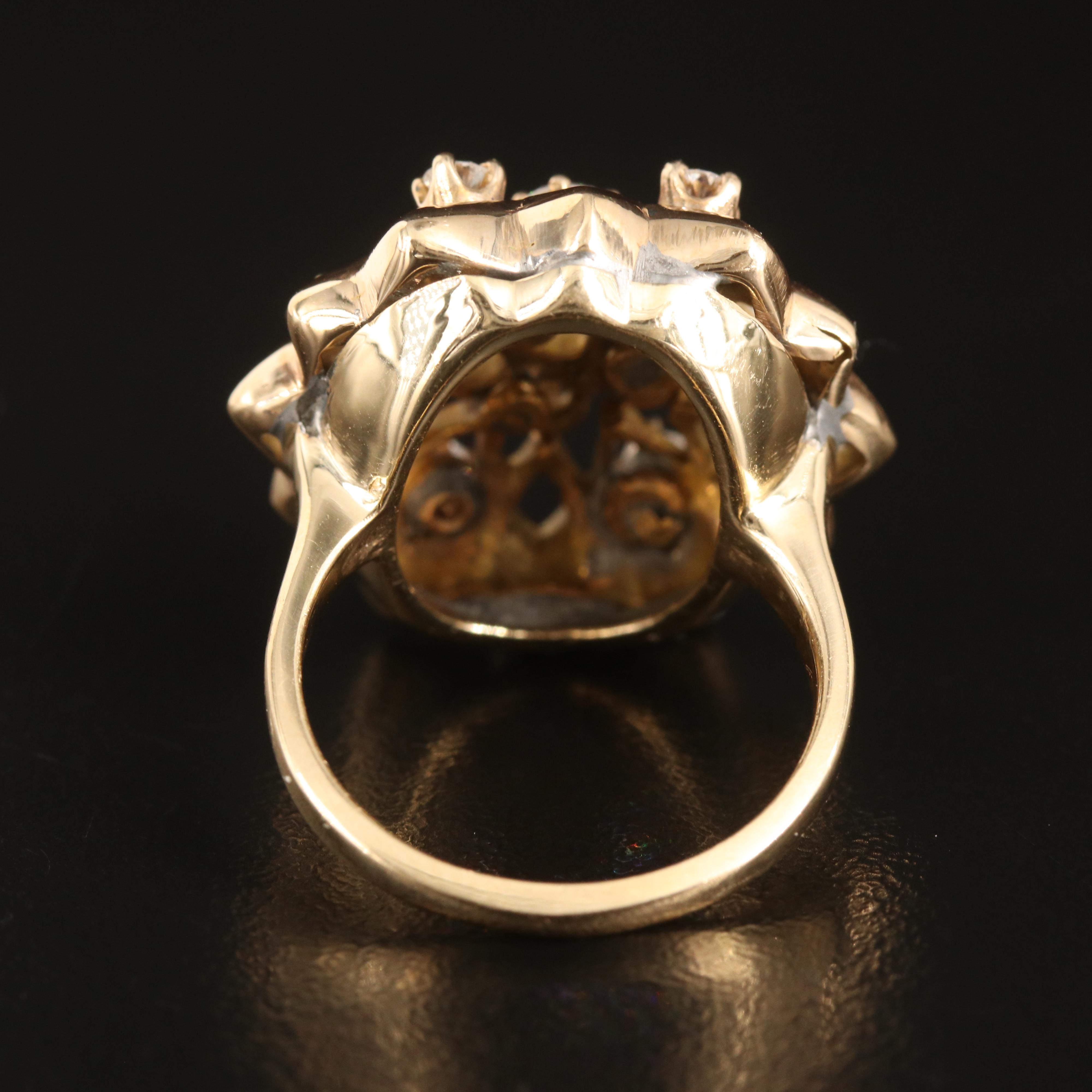 14K 1.17 CTW Diamond and Blue Enamel Tracery Ring