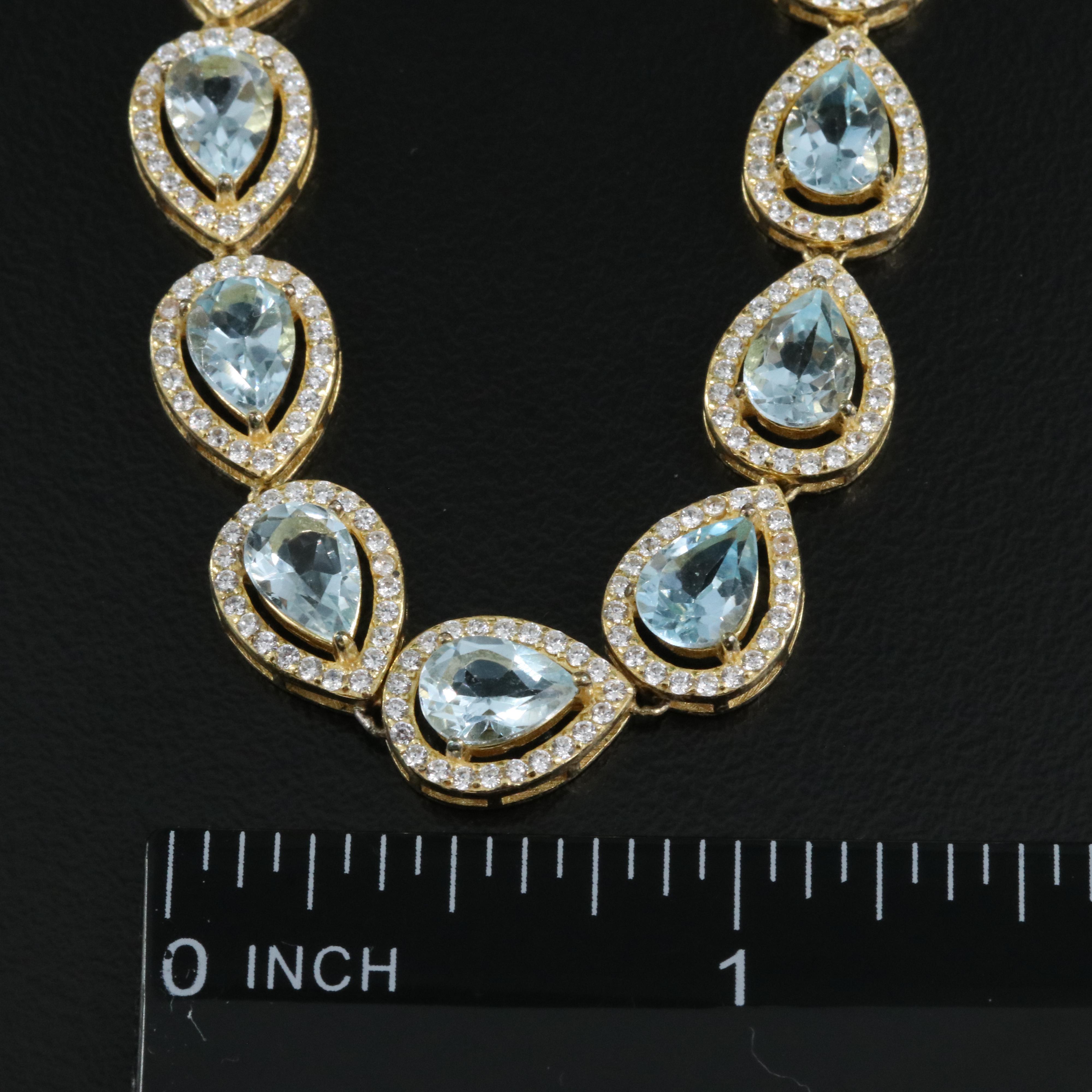 Sterling Topaz and Cubic Zirconia Necklace