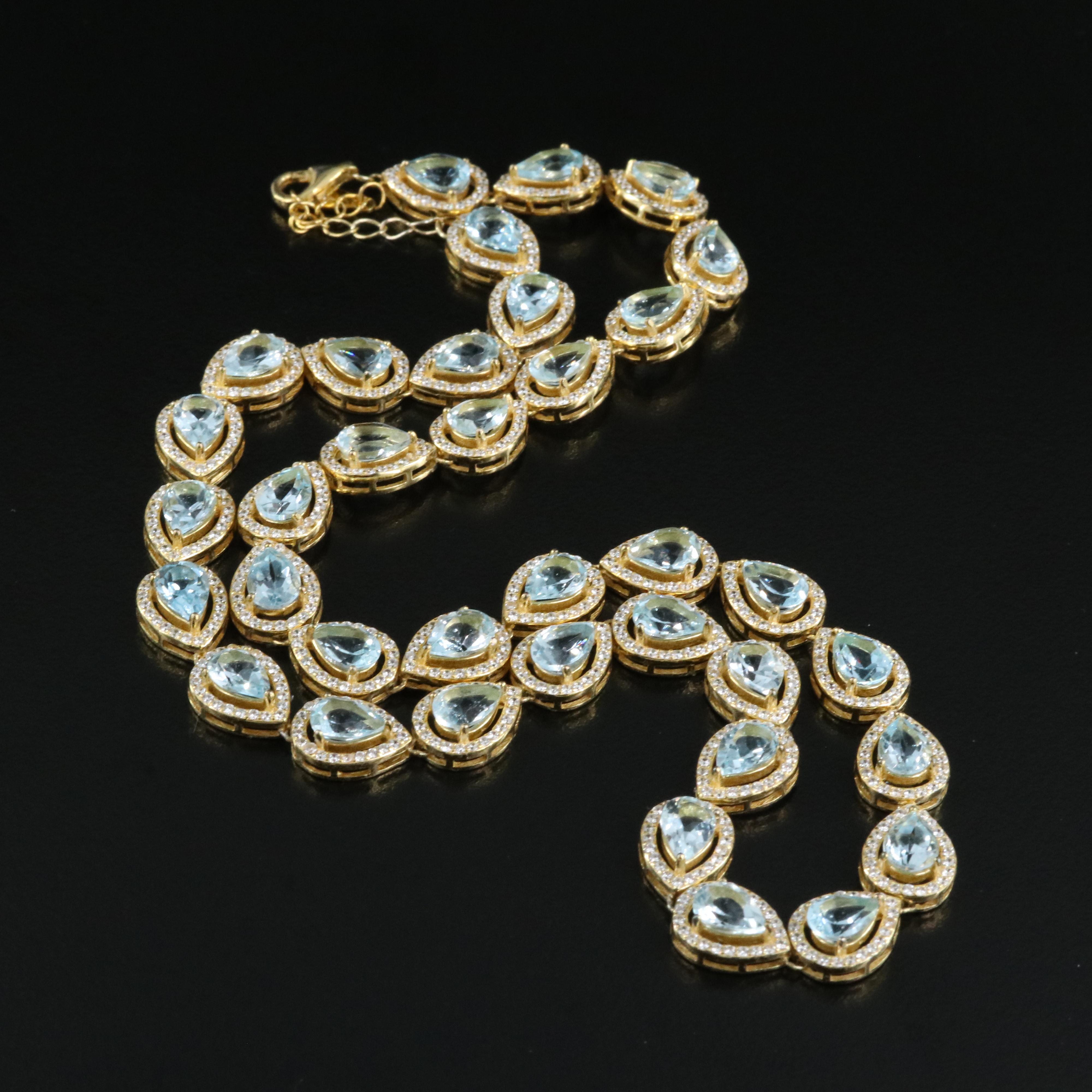 Sterling Topaz and Cubic Zirconia Necklace