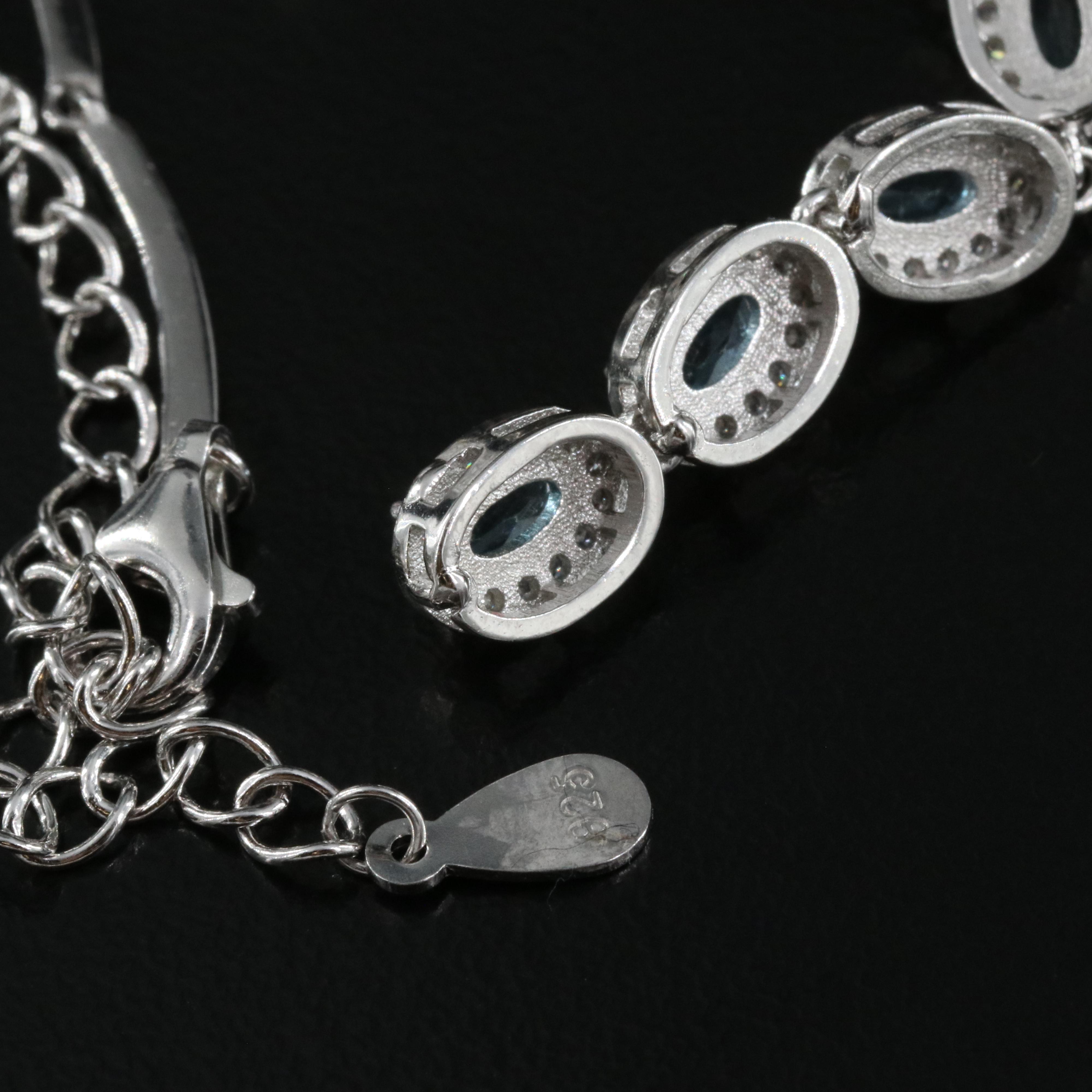 Sterling London Blue Topaz and Cubic Zirconia Y Necklace