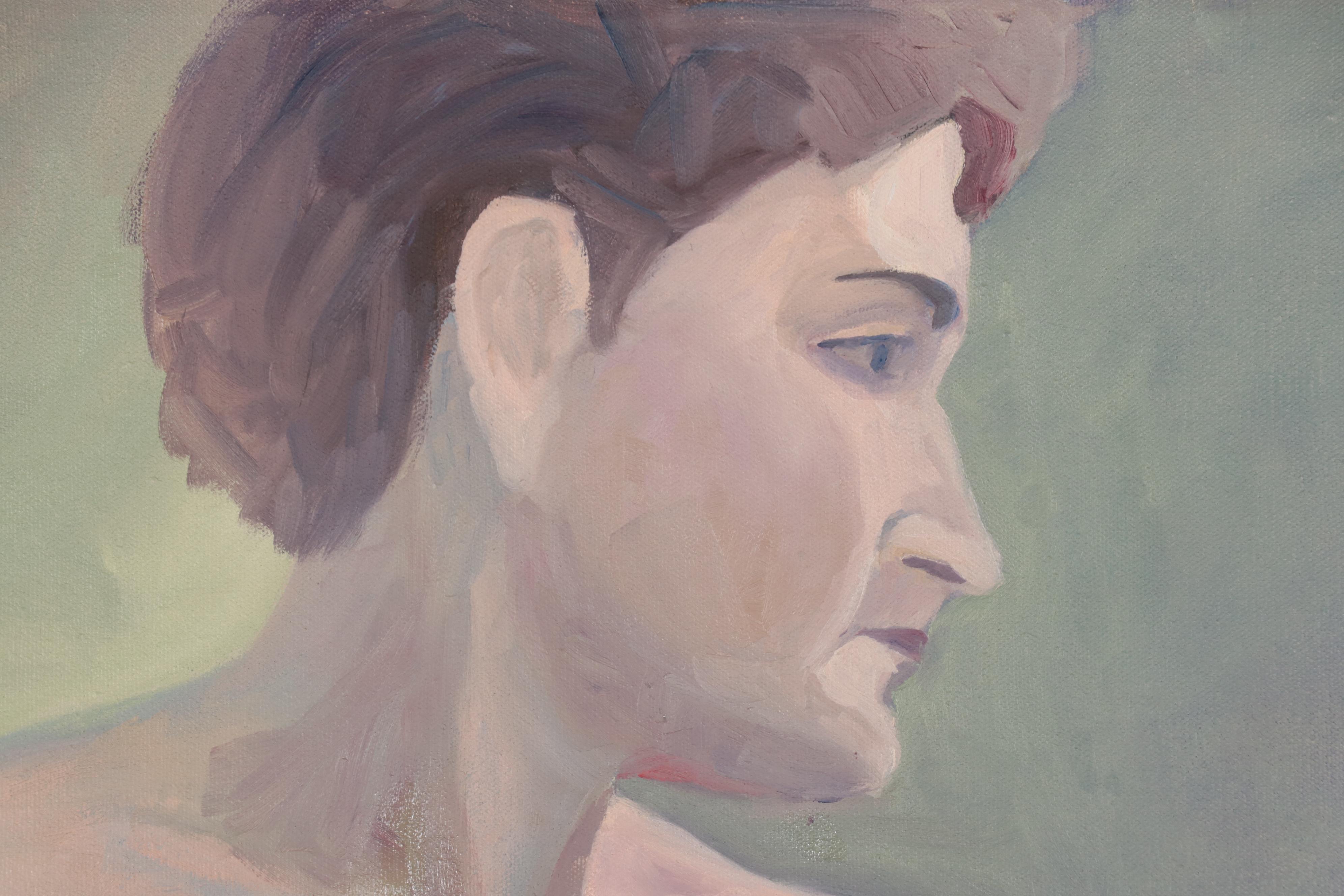 Katrina Halter Oil Painting of Seated Nude Figure, 1987