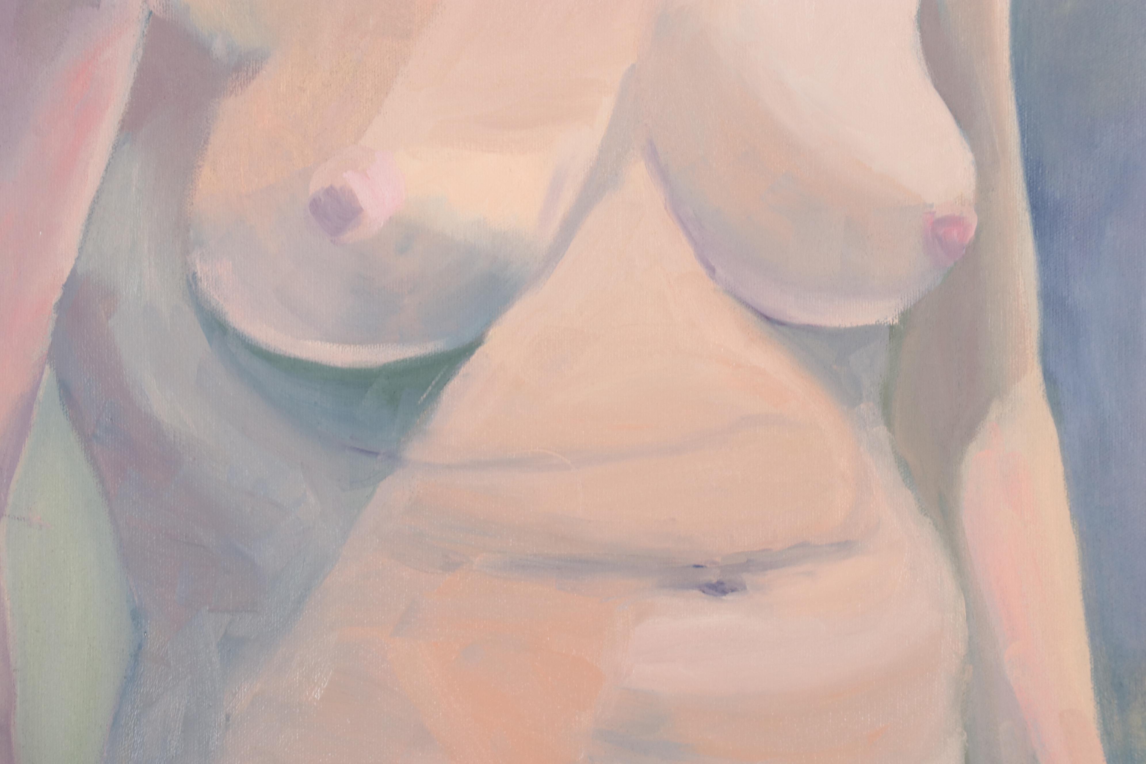 Katrina Halter Oil Painting of Seated Nude Figure, 1987