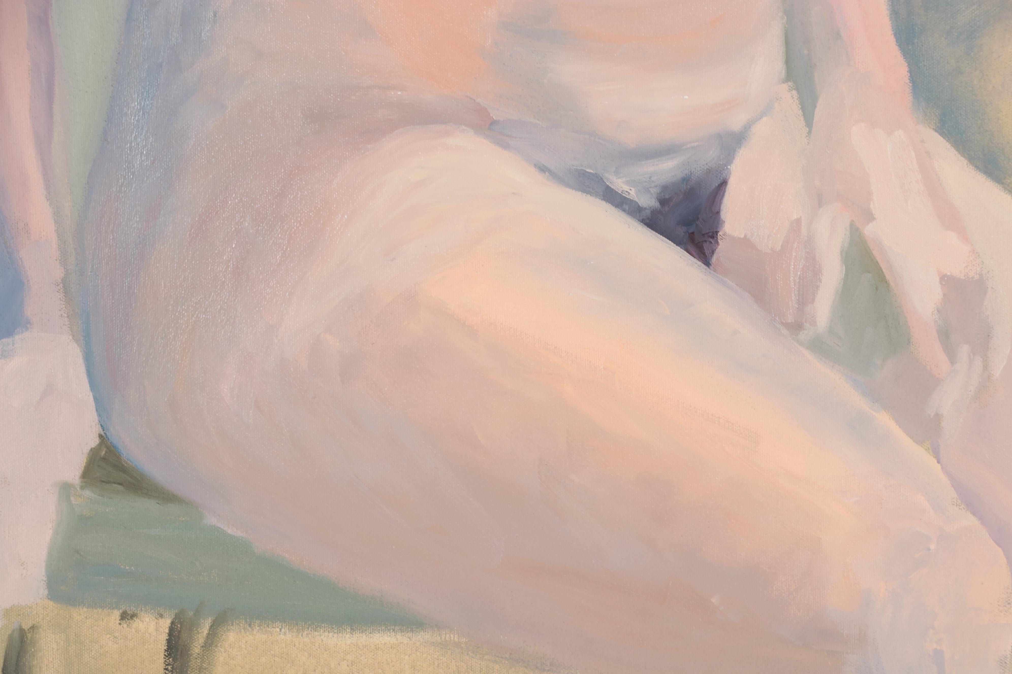 Katrina Halter Oil Painting of Seated Nude Figure, 1987