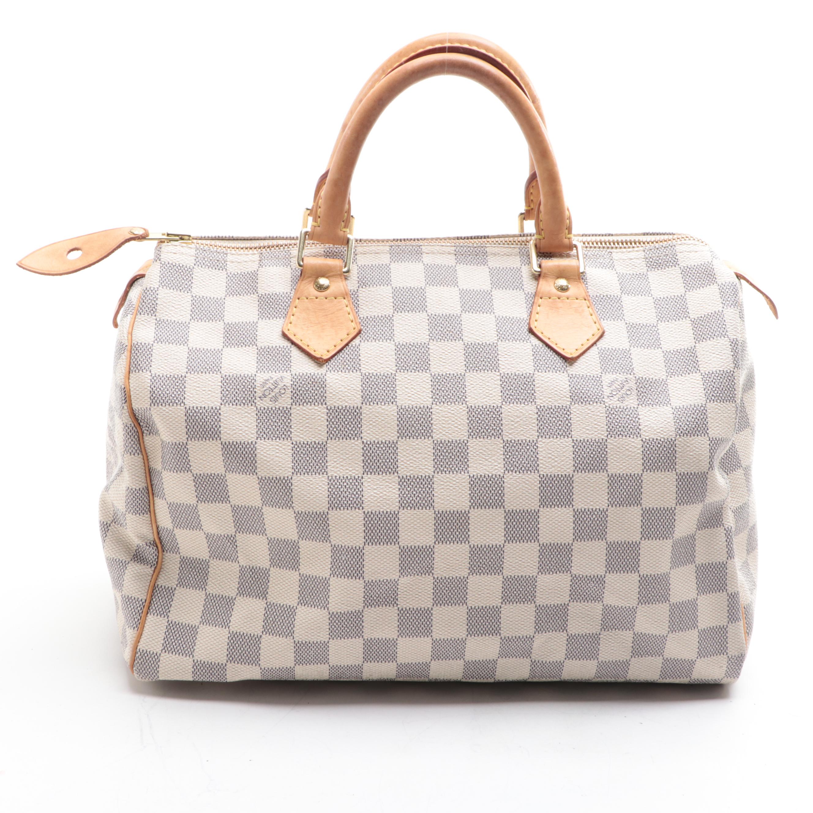 Louis Vuitton Speedy 30 in Damier Azur Canvas and Vachetta Leather