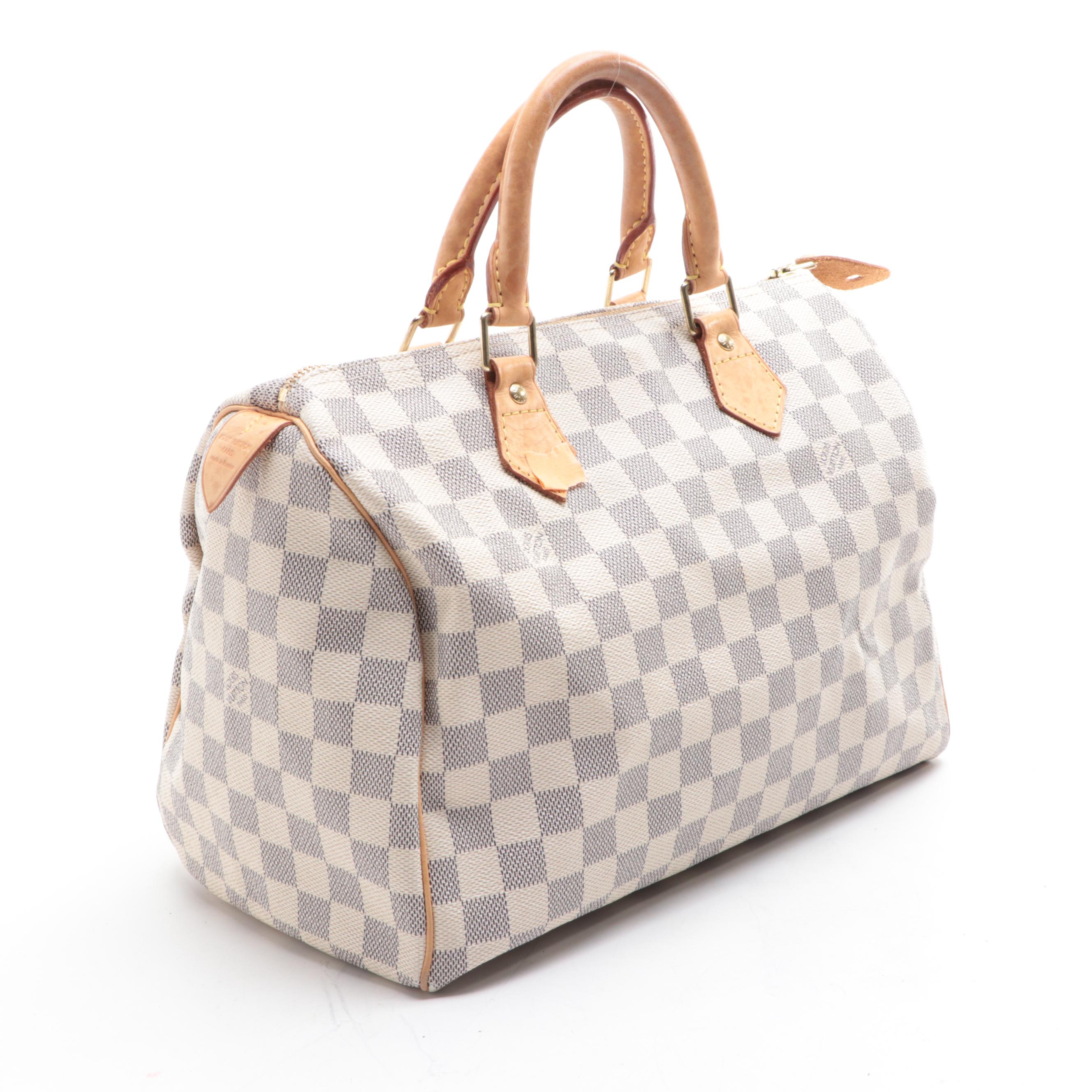 Louis Vuitton Speedy 30 in Damier Azur Canvas and Vachetta Leather