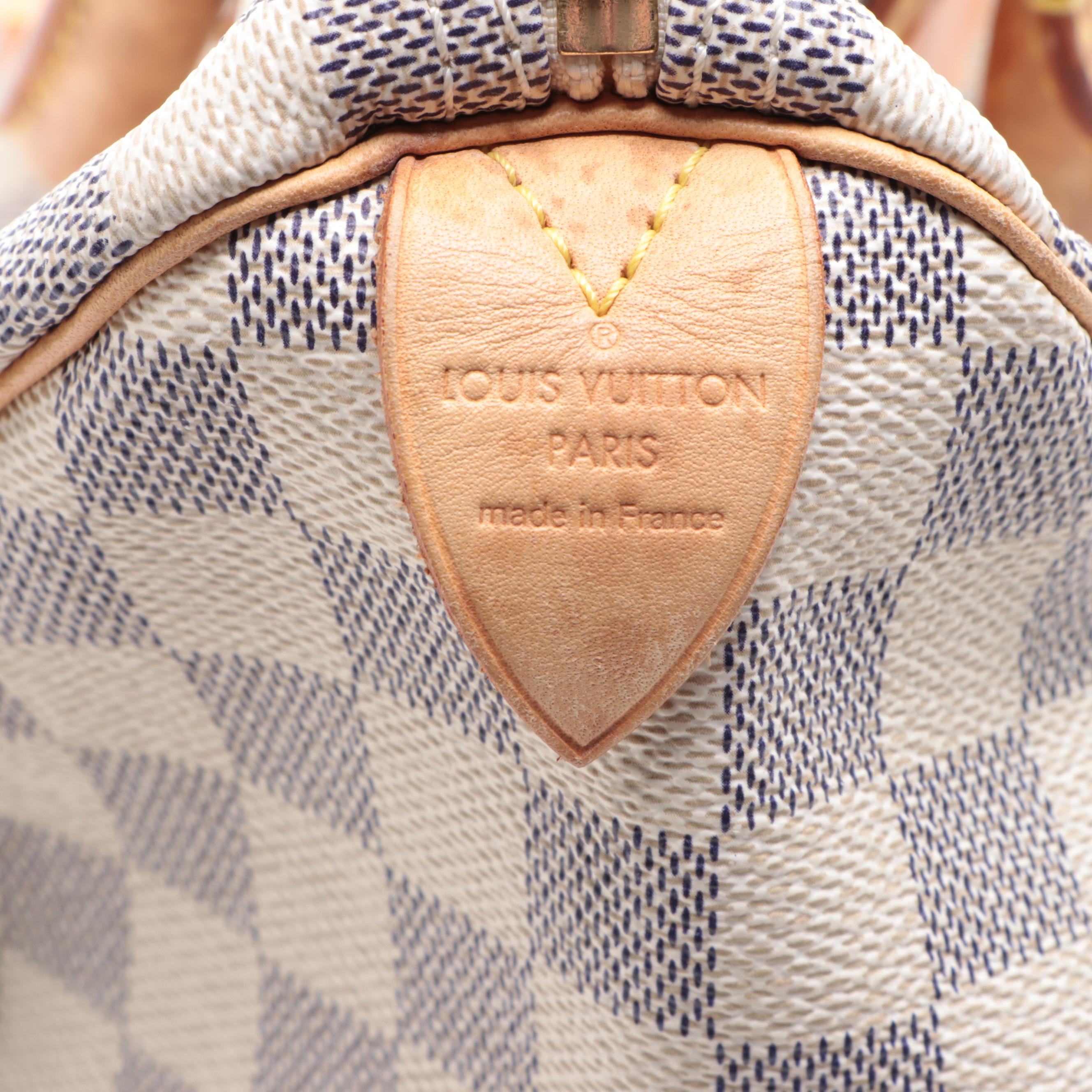 Louis Vuitton Speedy 30 in Damier Azur Canvas and Vachetta Leather