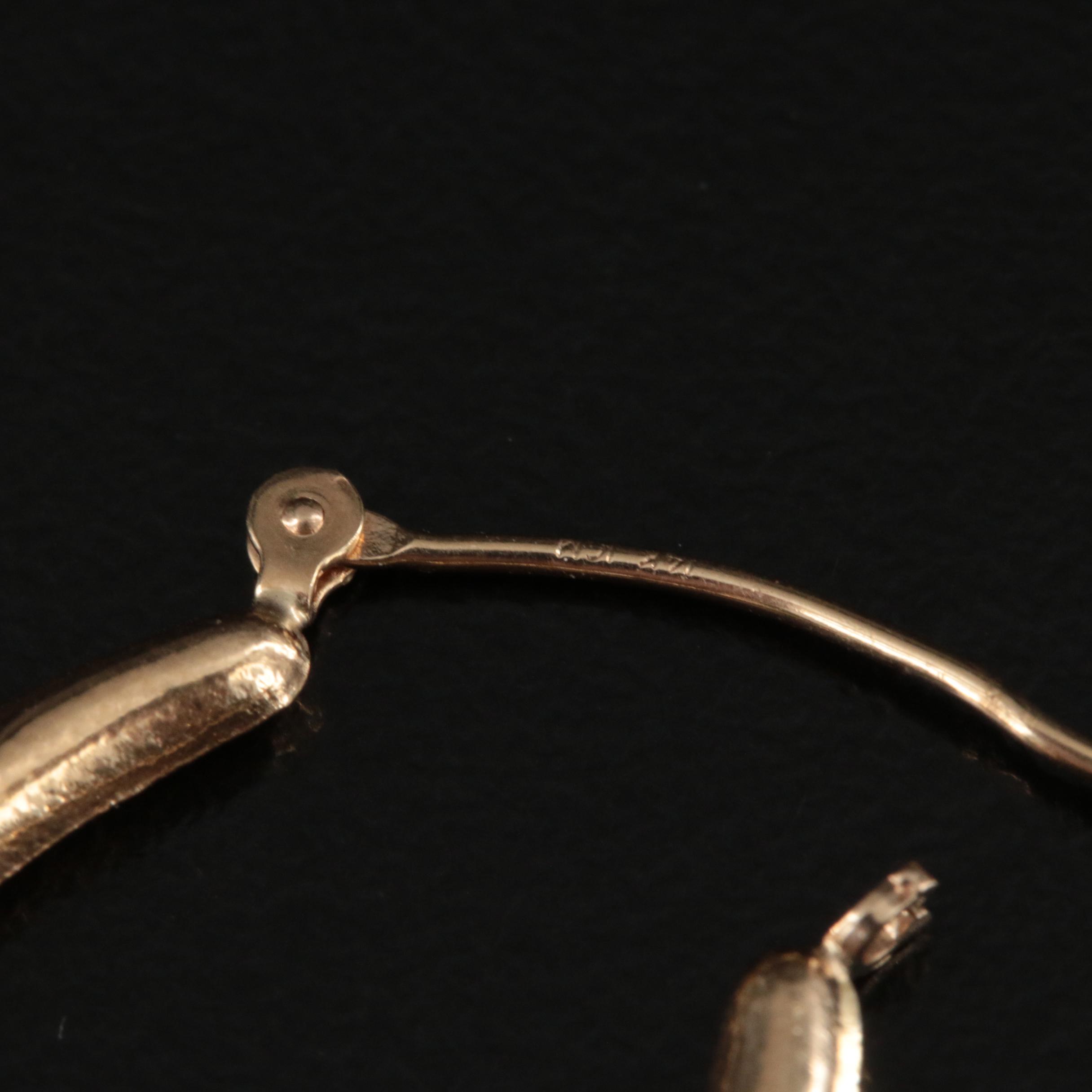 14K Elongated Hoop Earrings