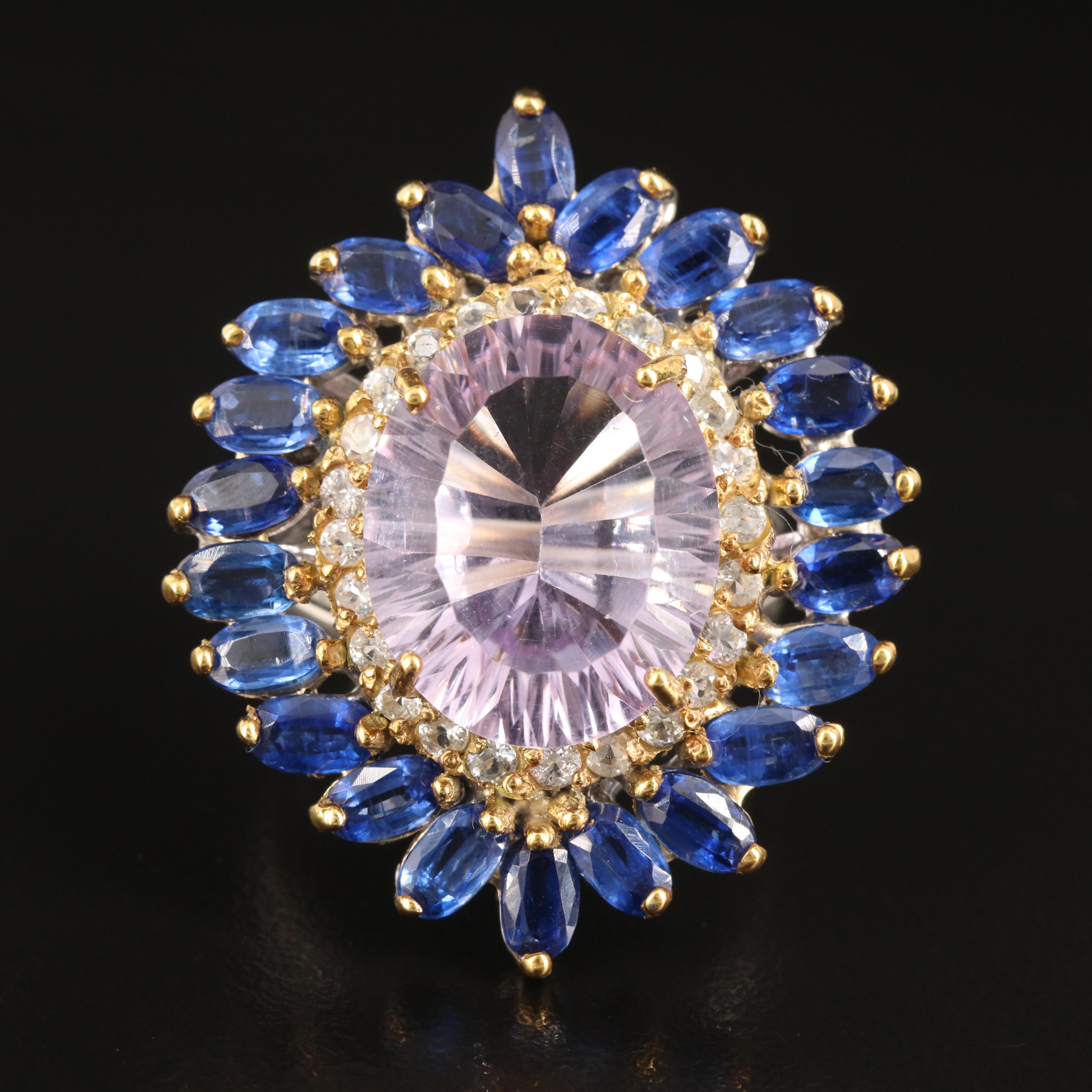 Sterling Amethyst, Kyanite and Zircon Ring