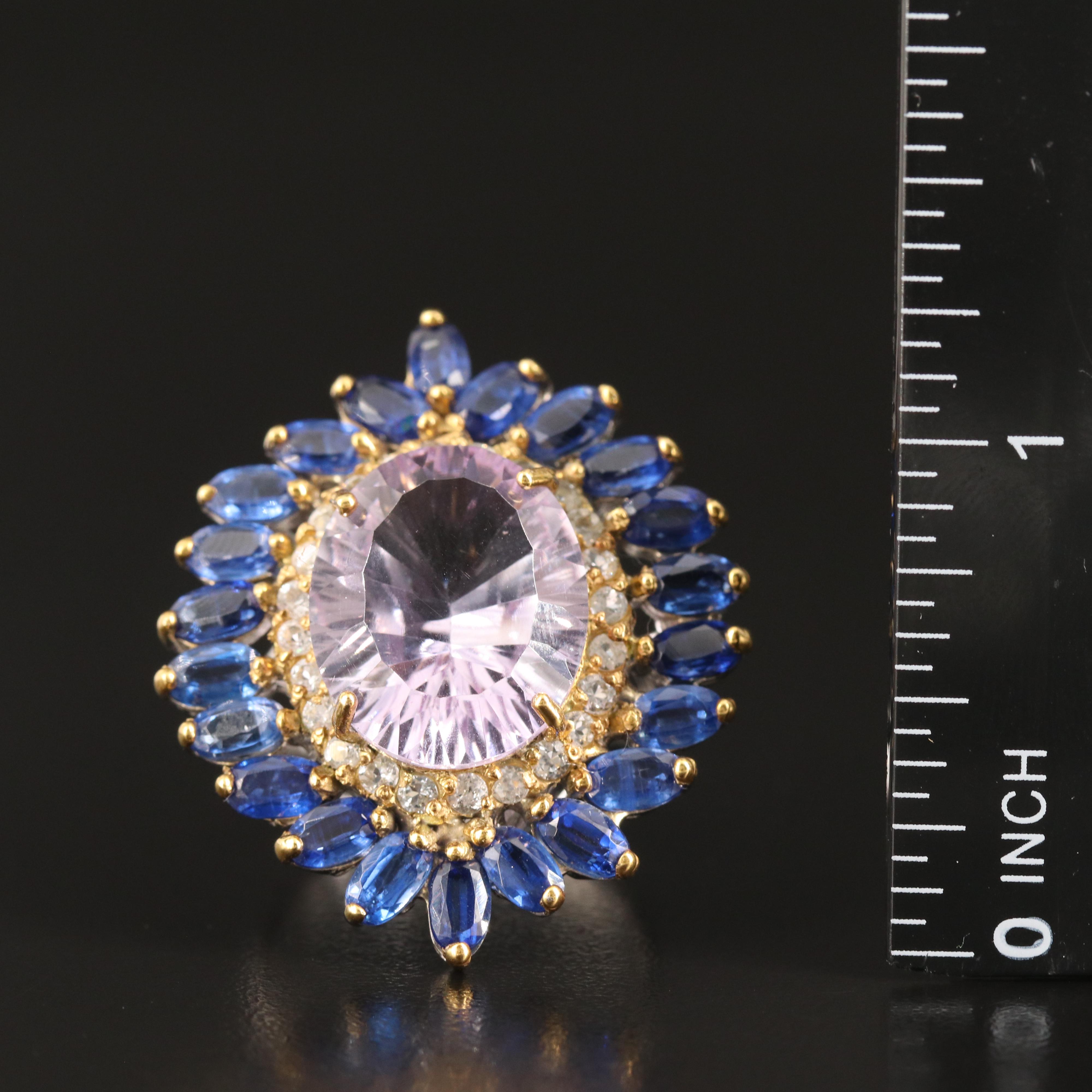 Sterling Amethyst, Kyanite and Zircon Ring