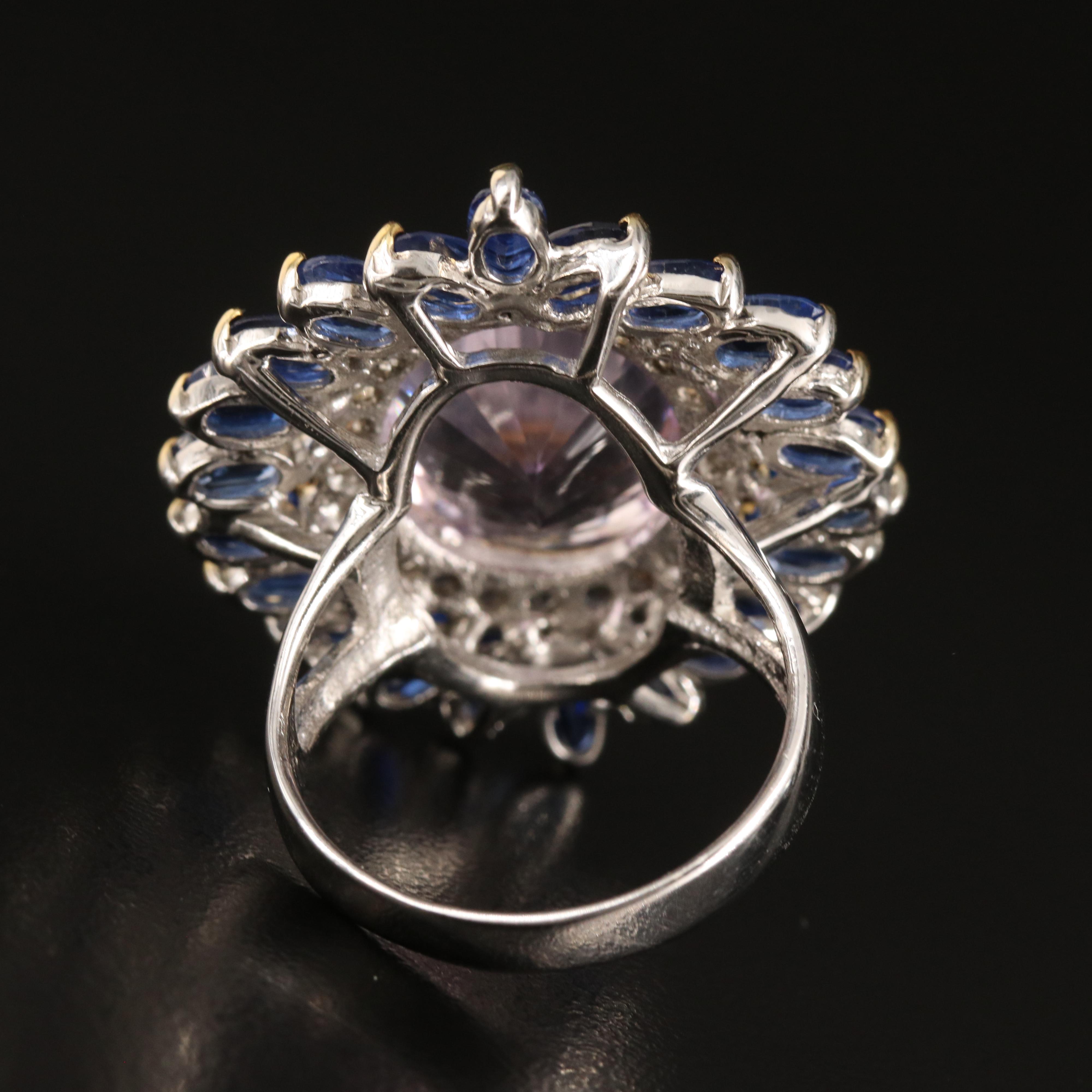 Sterling Amethyst, Kyanite and Zircon Ring