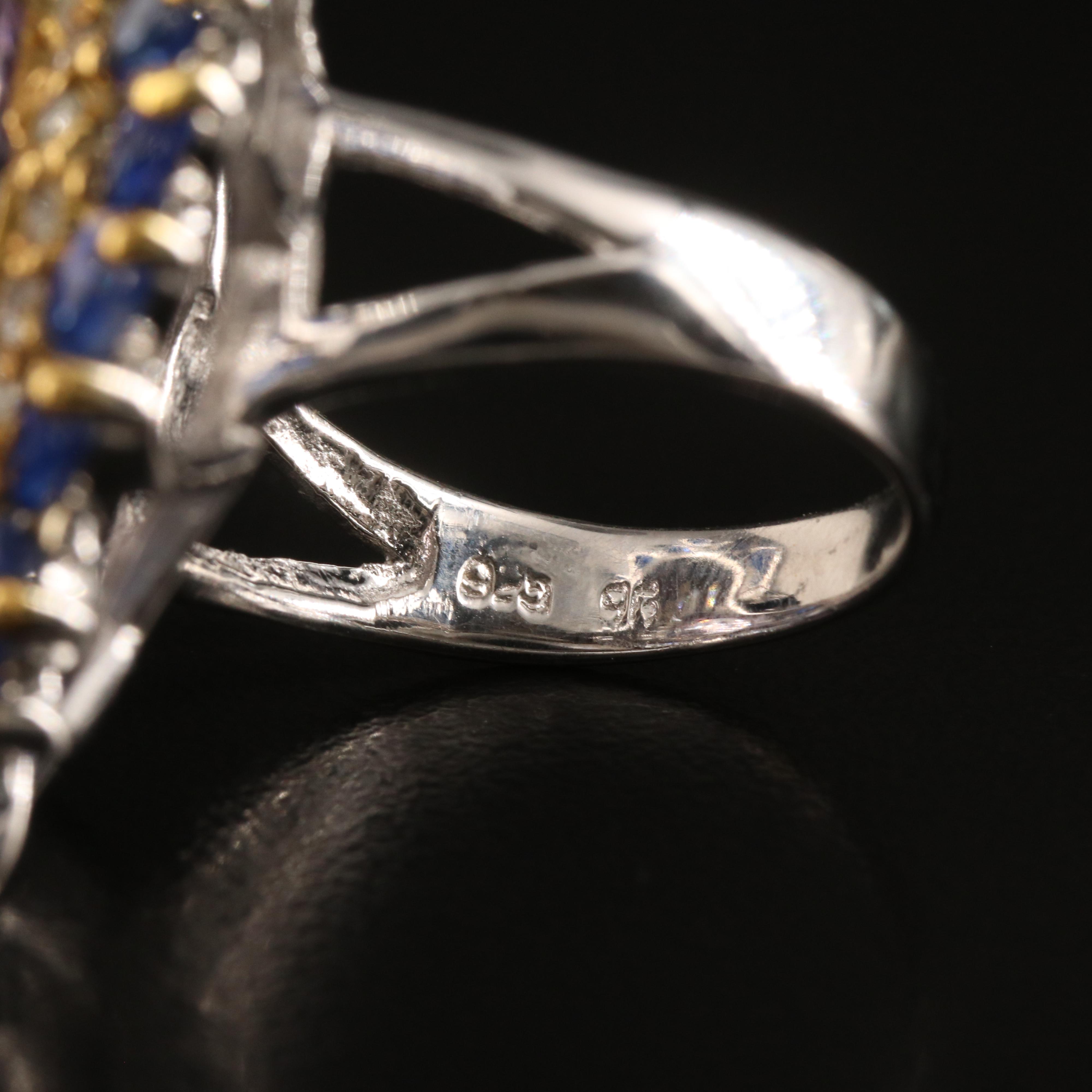 Sterling Amethyst, Kyanite and Zircon Ring