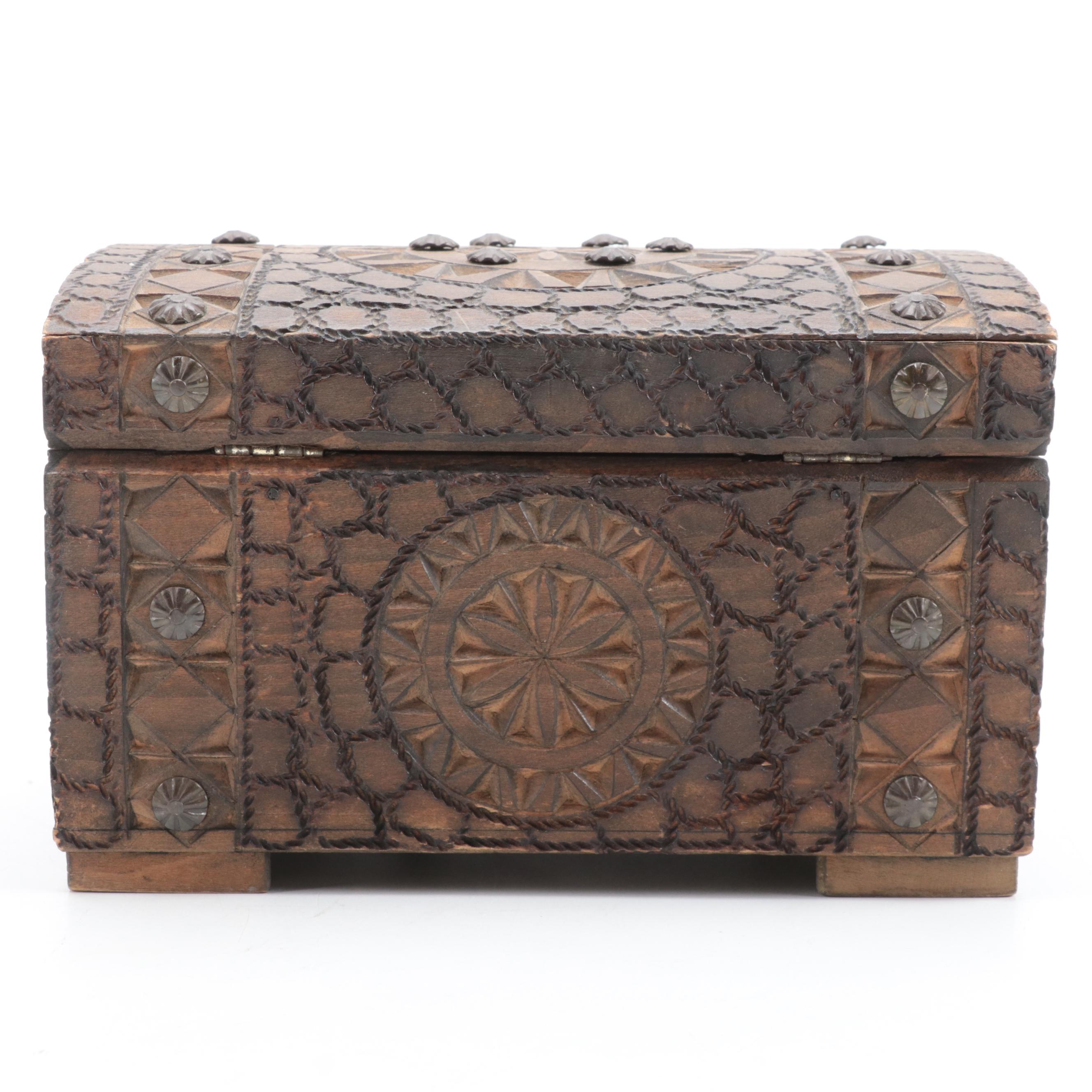 Hand-Carved Wooden Chest Music Box
