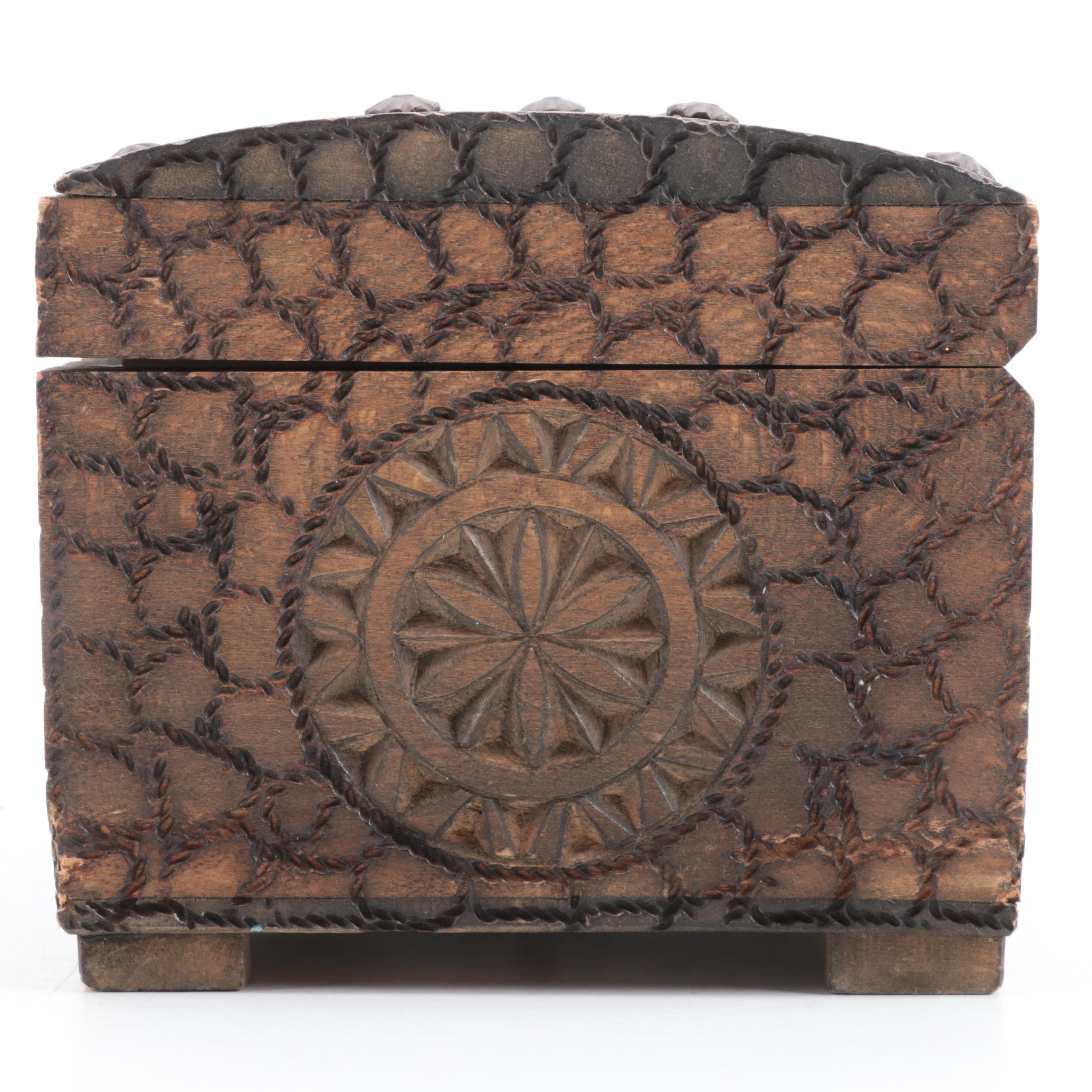 Hand-Carved Wooden Chest Music Box