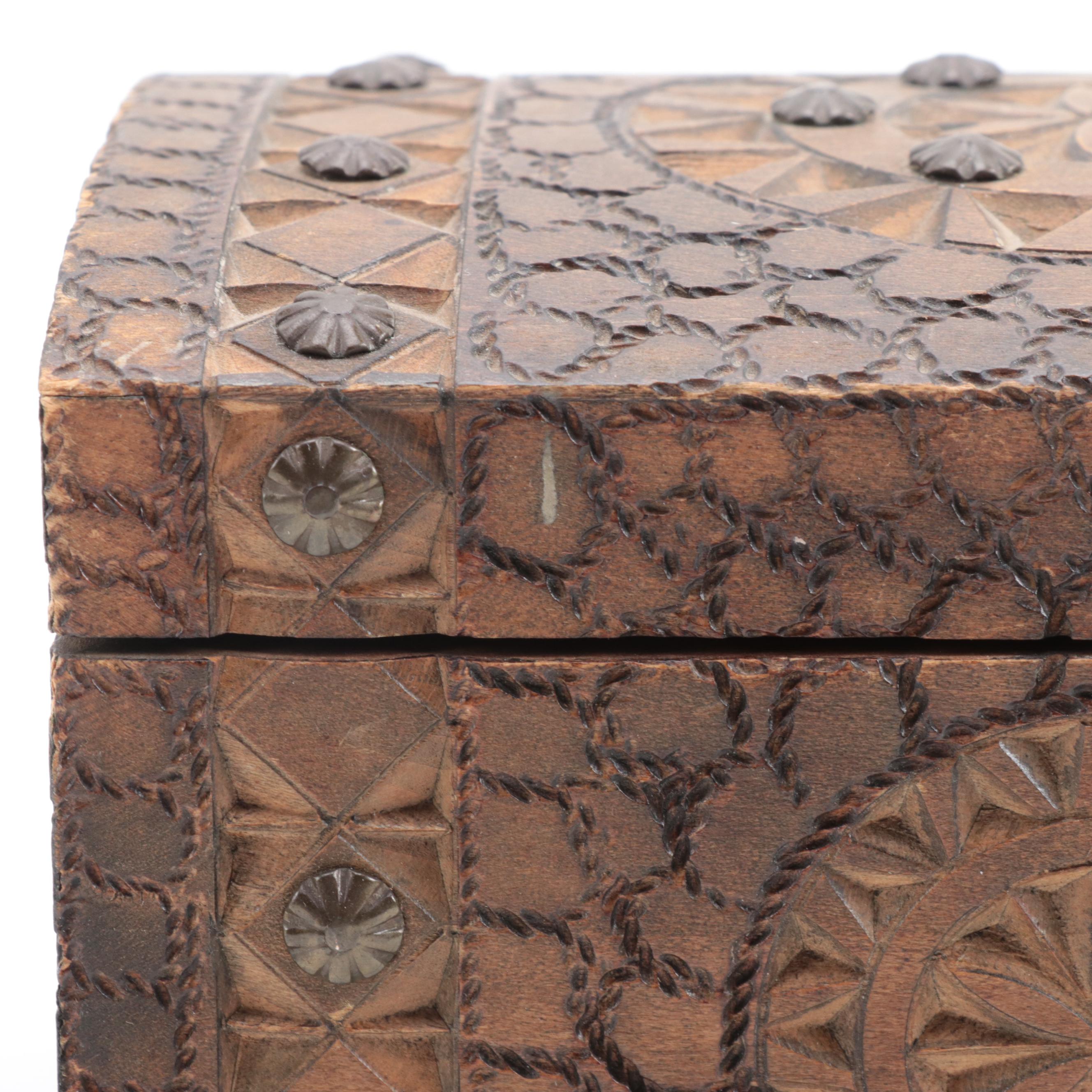 Hand-Carved Wooden Chest Music Box