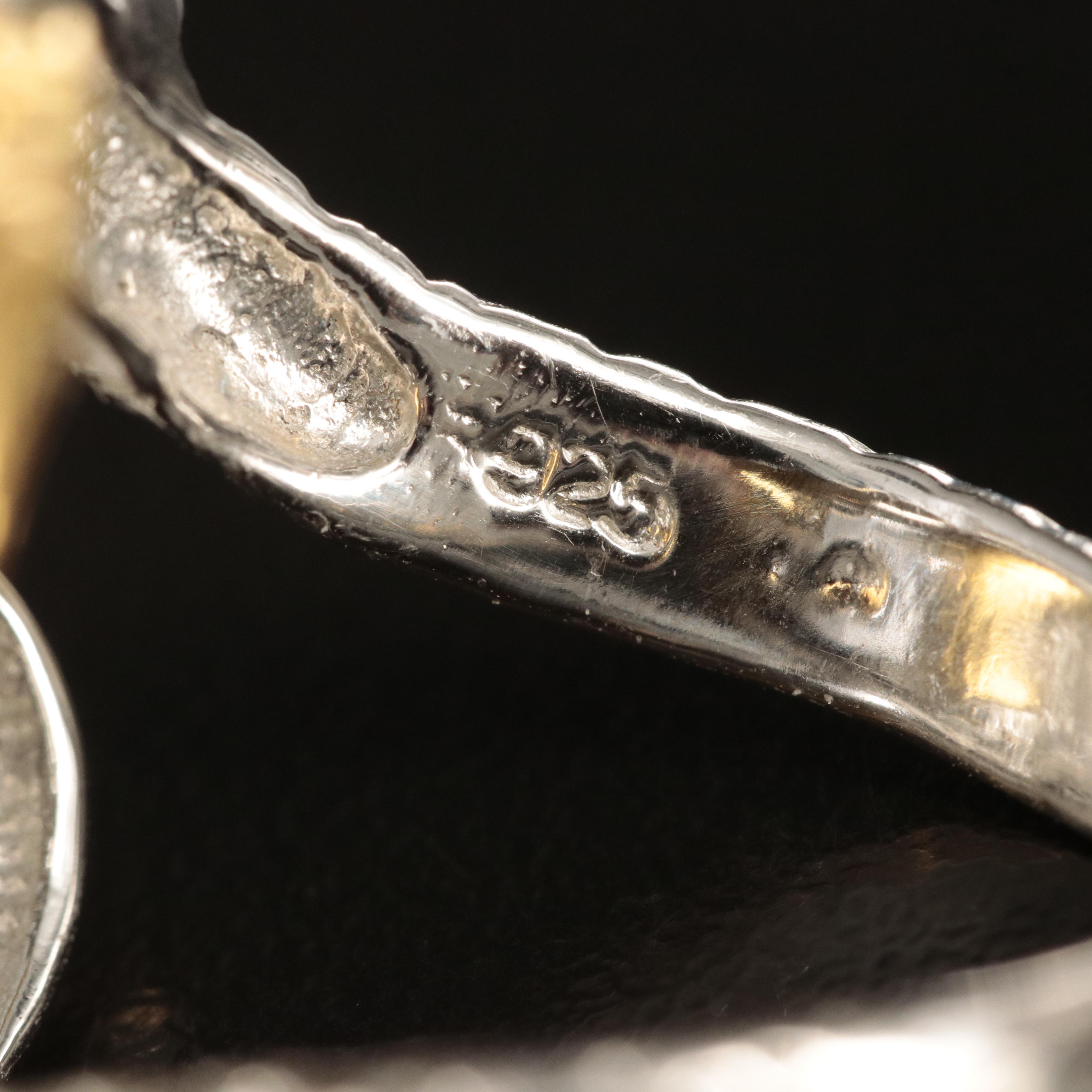 Sterling Citrine and Diopside Coiled Dragon Ring