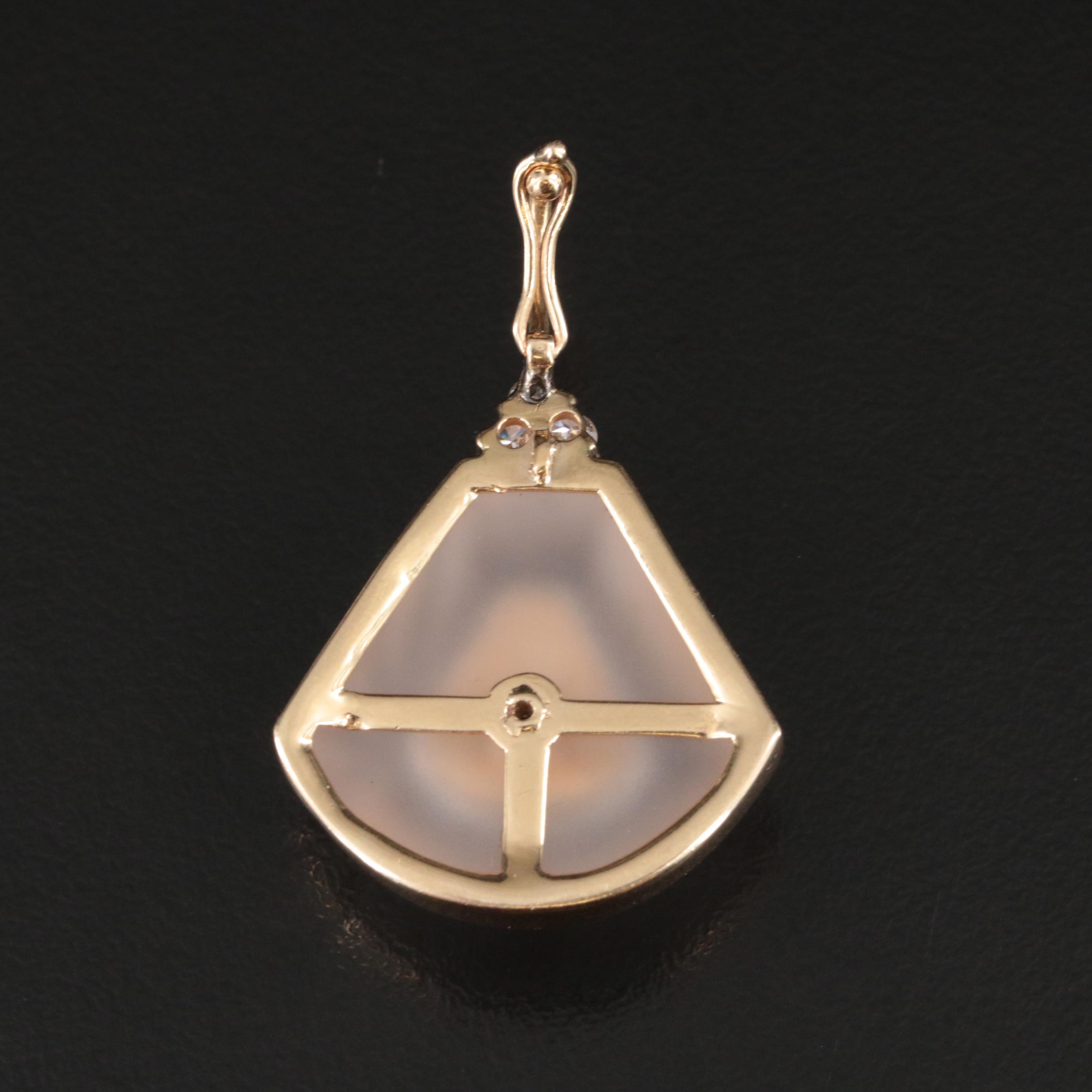 14K Rock Crystal Quartz, Amethyst and Diamond Enhancer Pendant