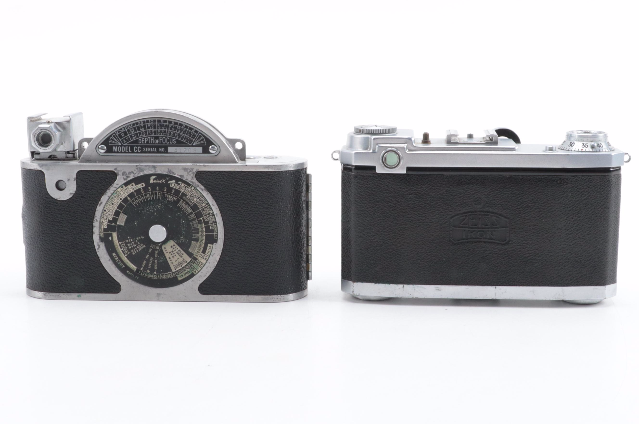 Univex Mercury and Zeiss Ikon 35 mm Rangefinder Cameras, Mid-20th Century
