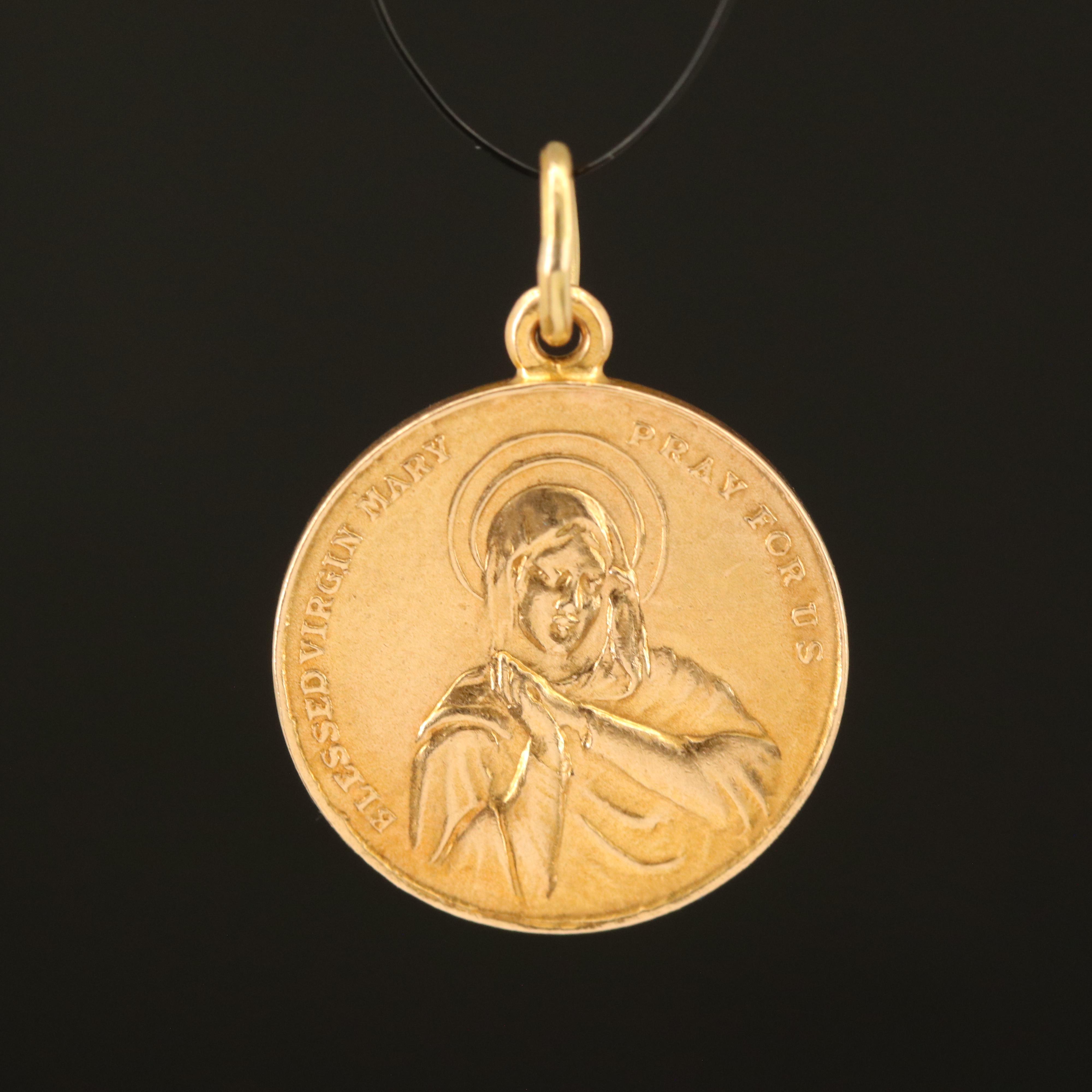 14K Reversible Mary and Jesus Pendant