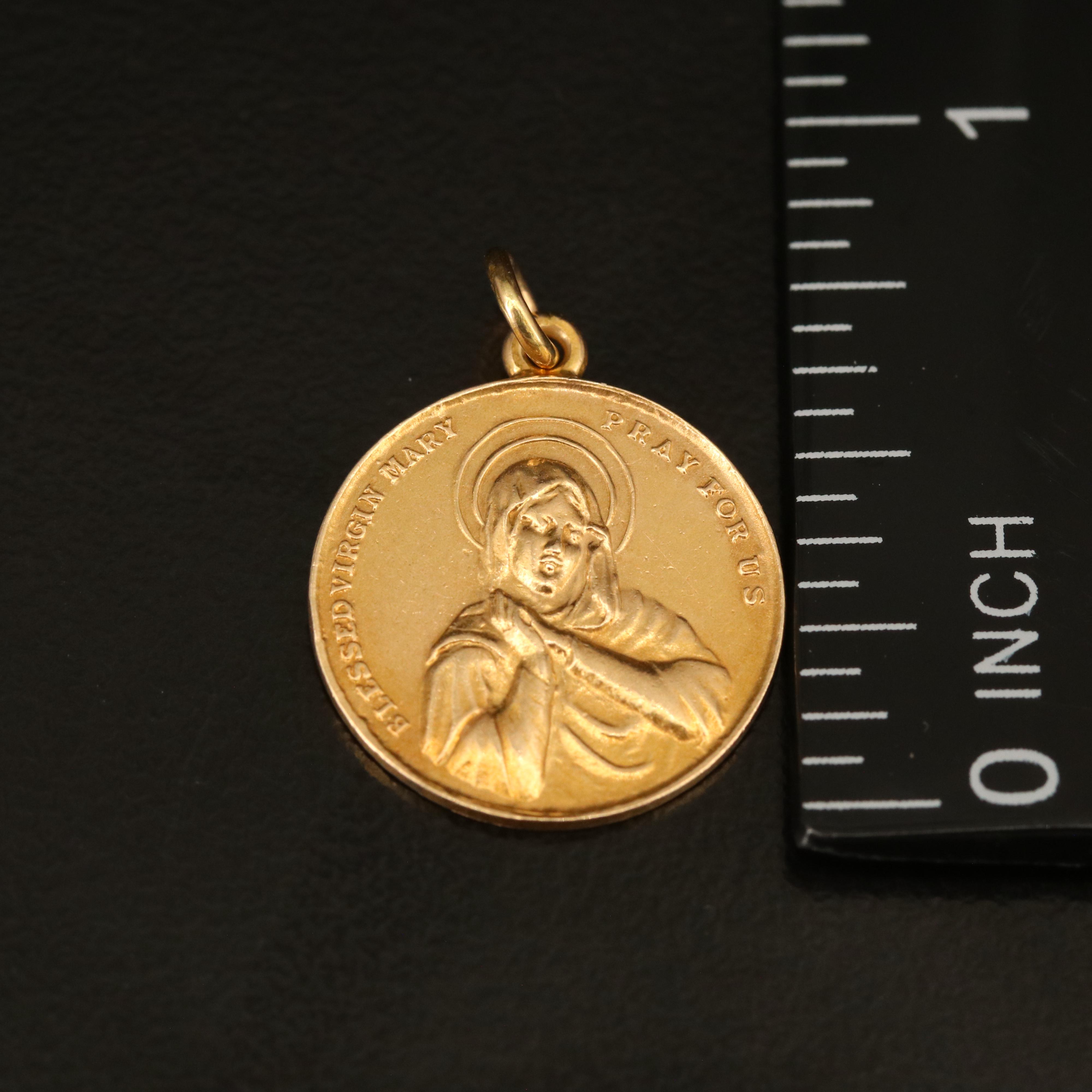 14K Reversible Mary and Jesus Pendant