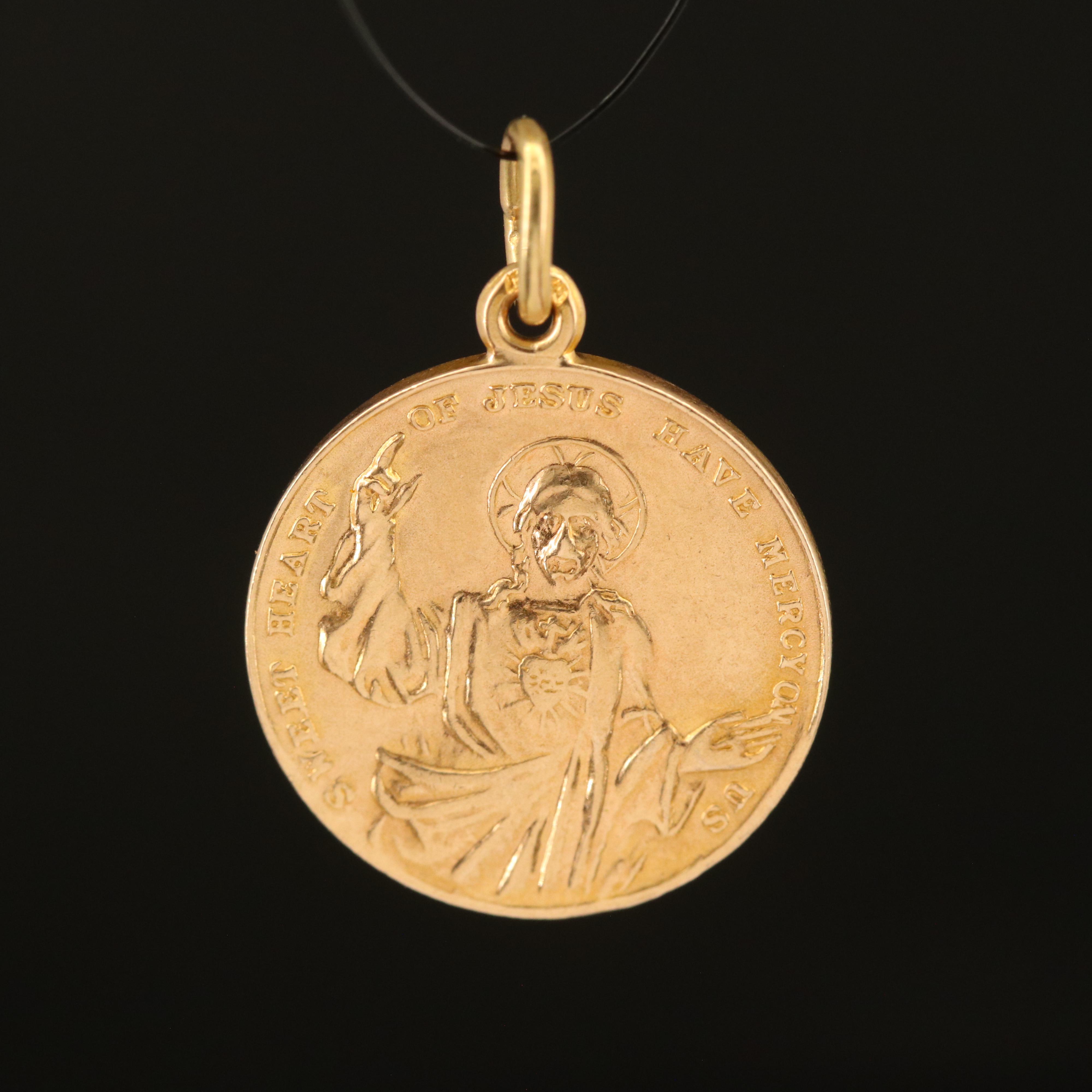 14K Reversible Mary and Jesus Pendant