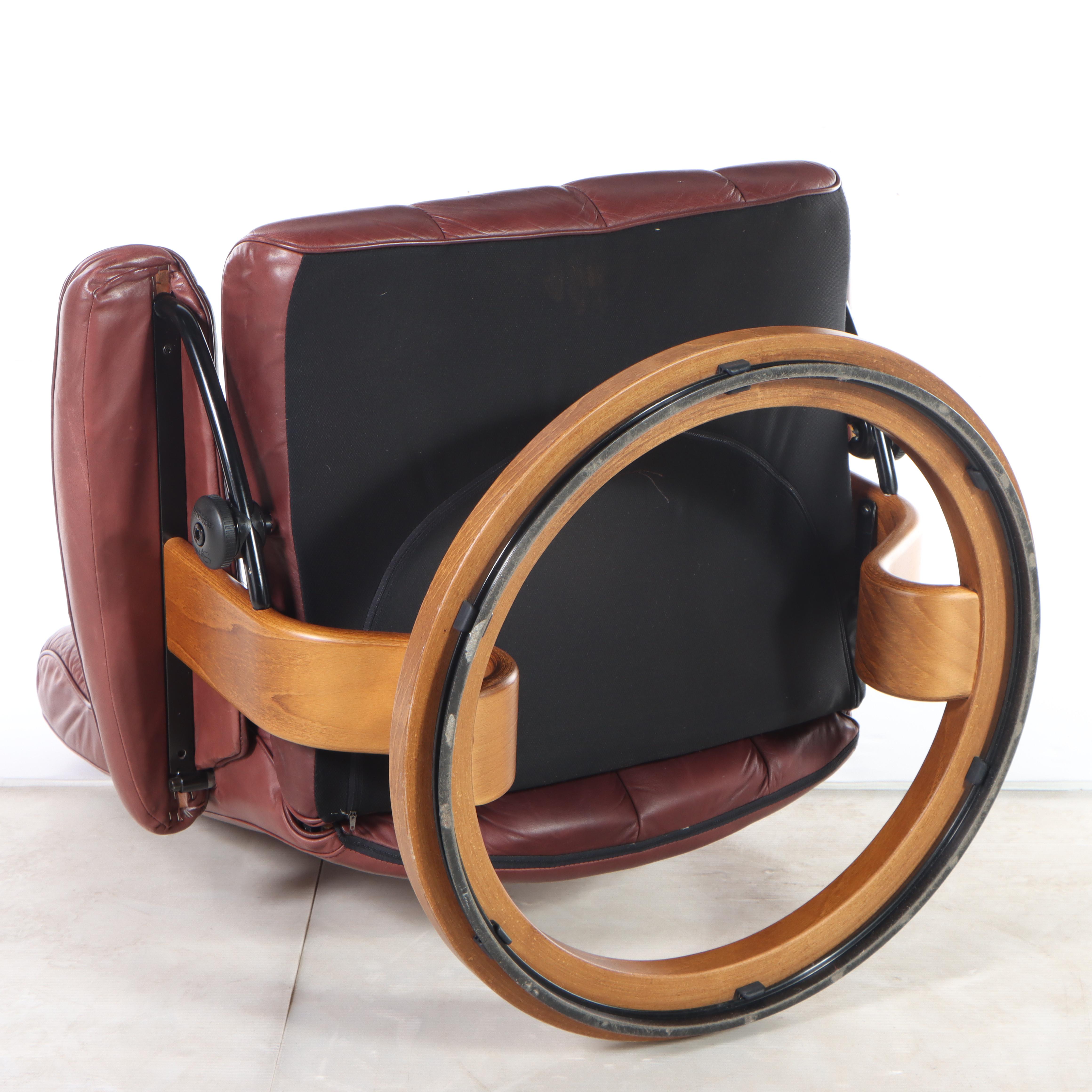 Ekornes "Stressless" Leather Upholstered Bentwood Recliner and Ottoman