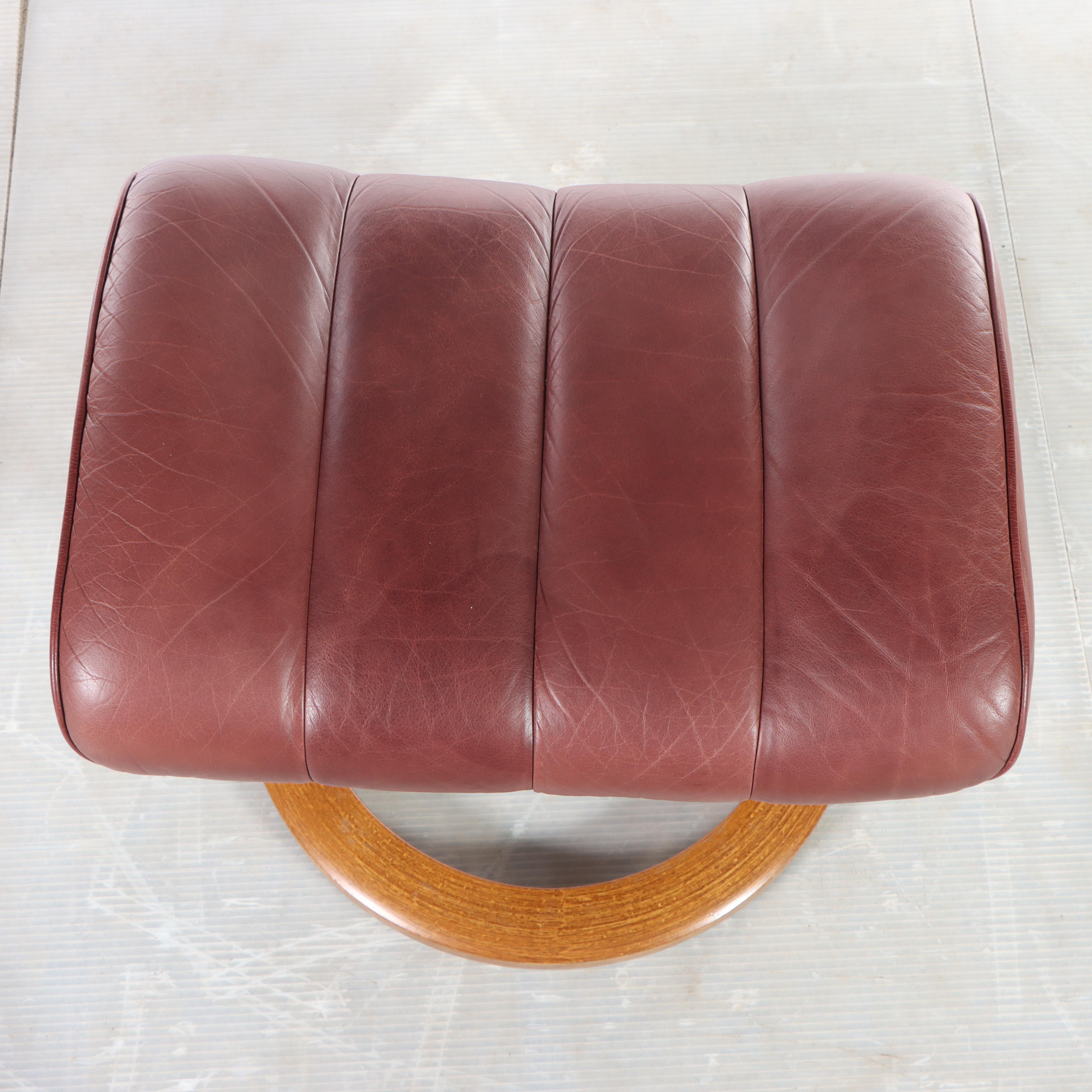 Ekornes "Stressless" Leather Upholstered Bentwood Recliner and Ottoman