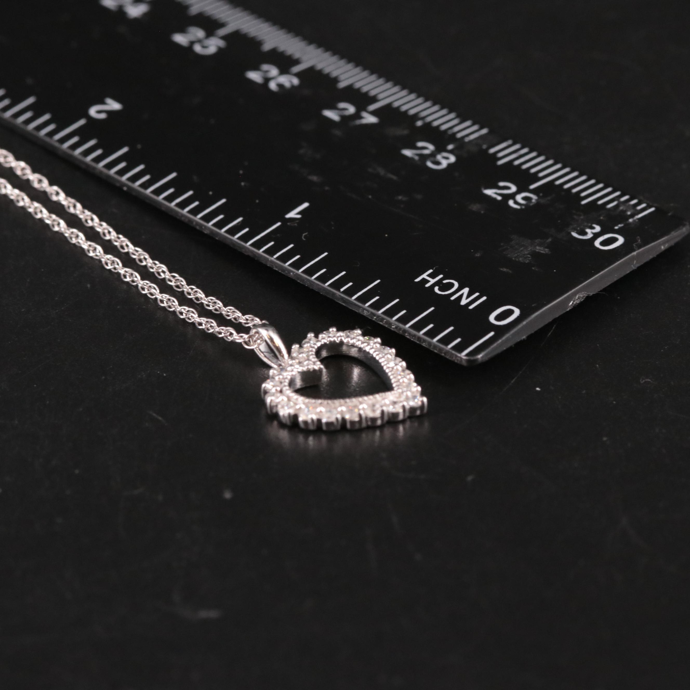 Sterling Diamond Heart Pendant Necklace