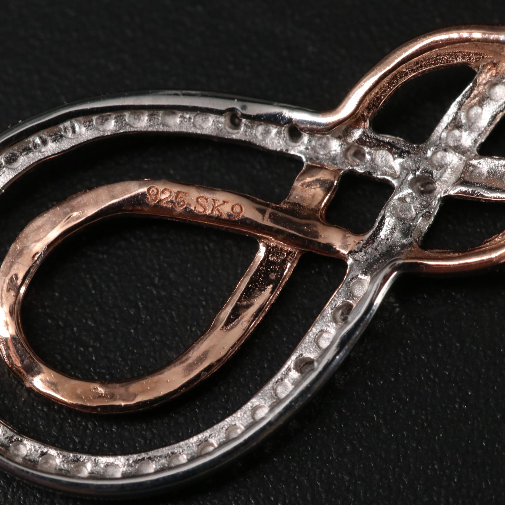 Sterling Diamond Double Infinity Pendant Necklace