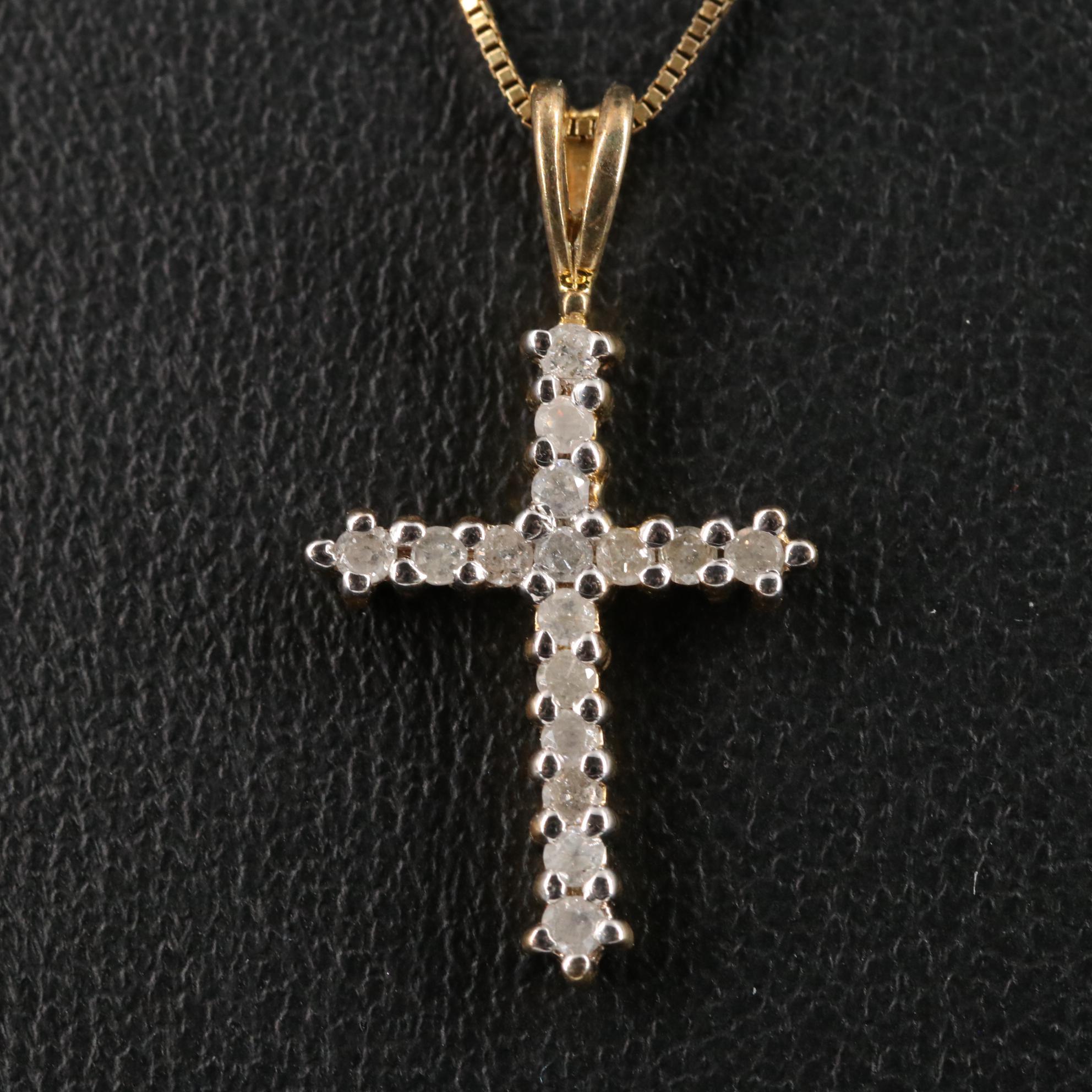 Sterling Diamond Cross Pendant Necklace