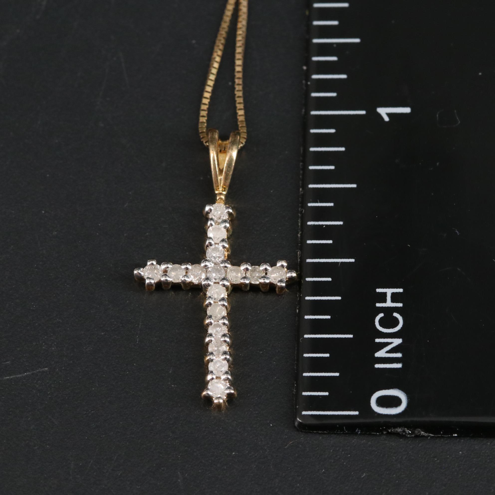Sterling Diamond Cross Pendant Necklace