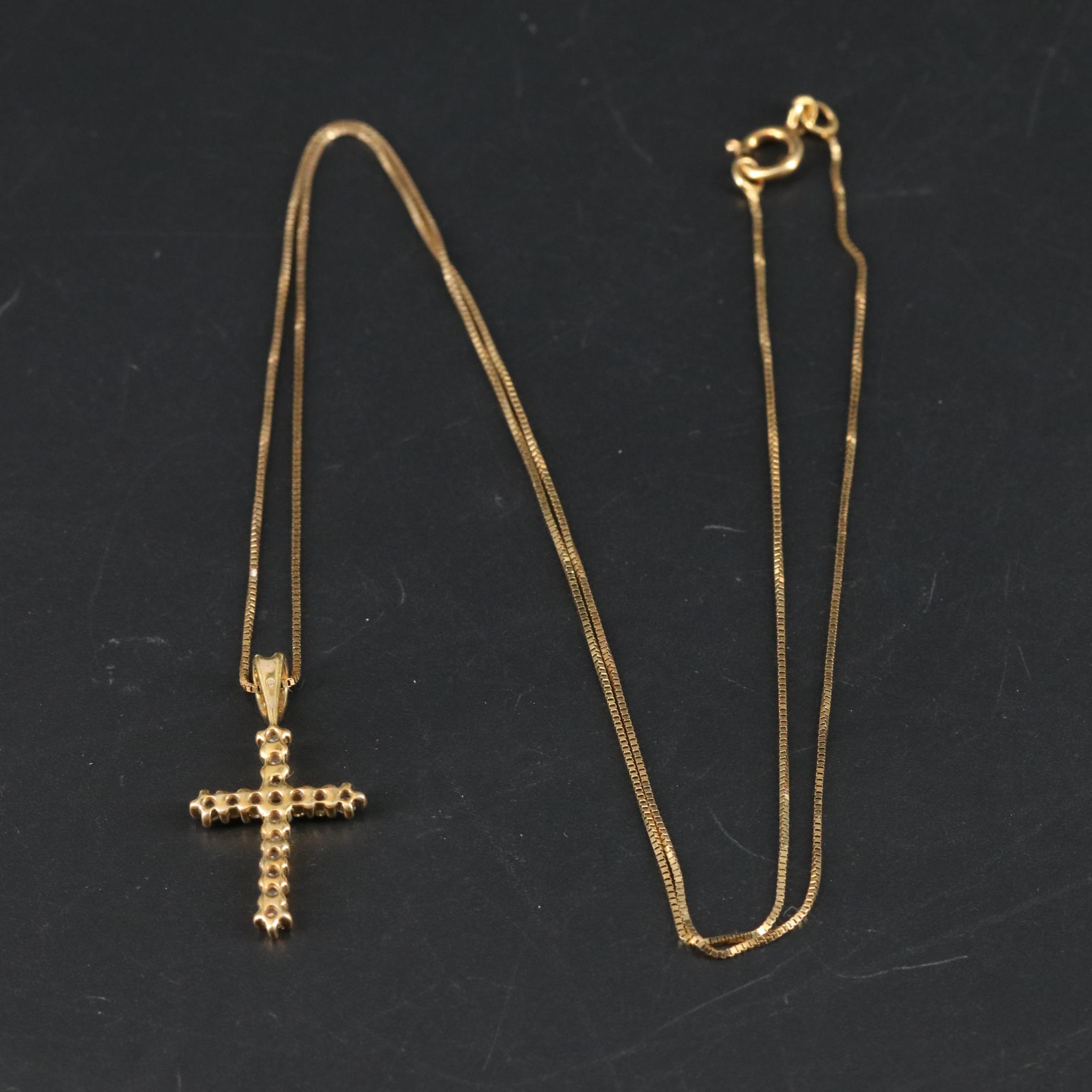 Sterling Diamond Cross Pendant Necklace