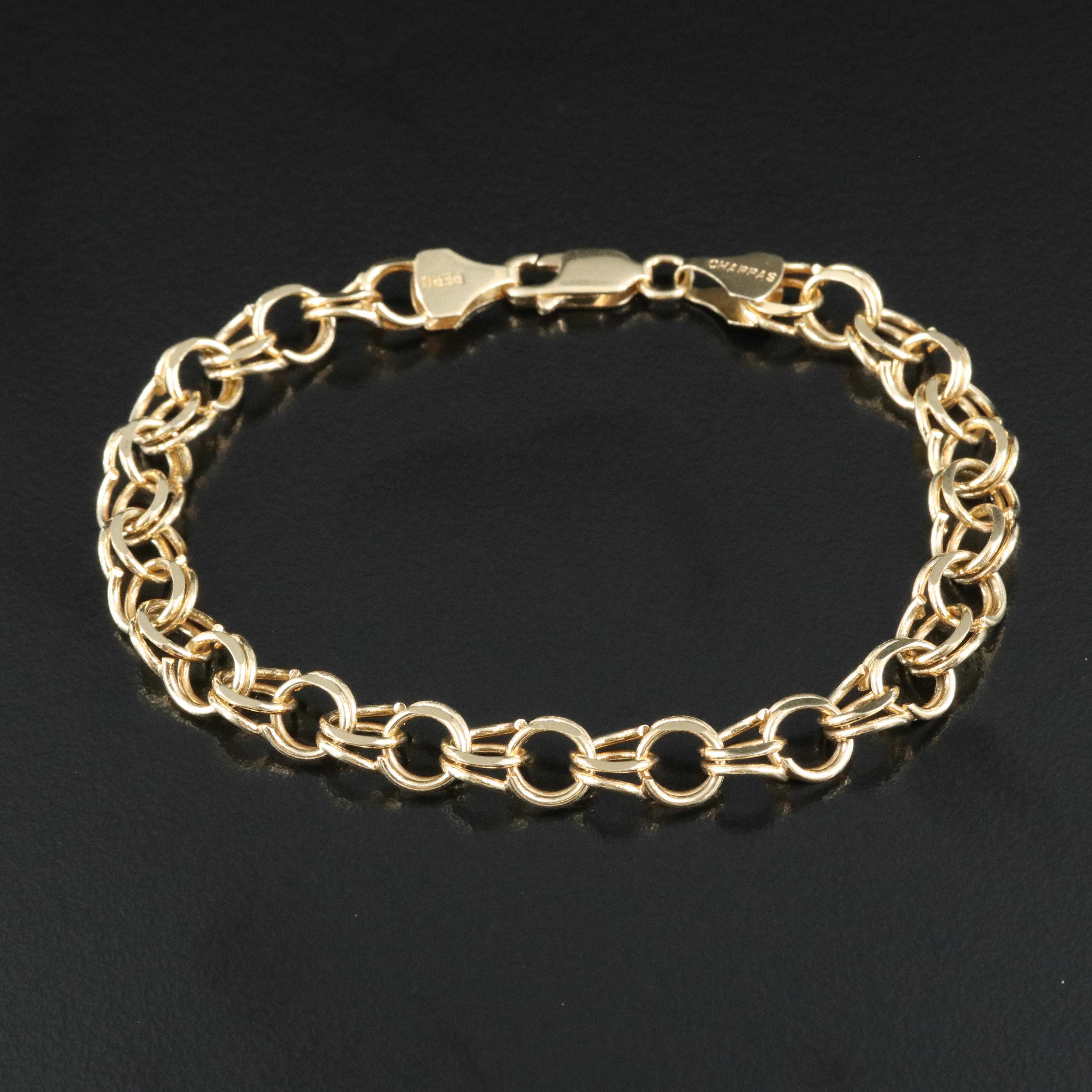 14K Double Curb Link Bracelet
